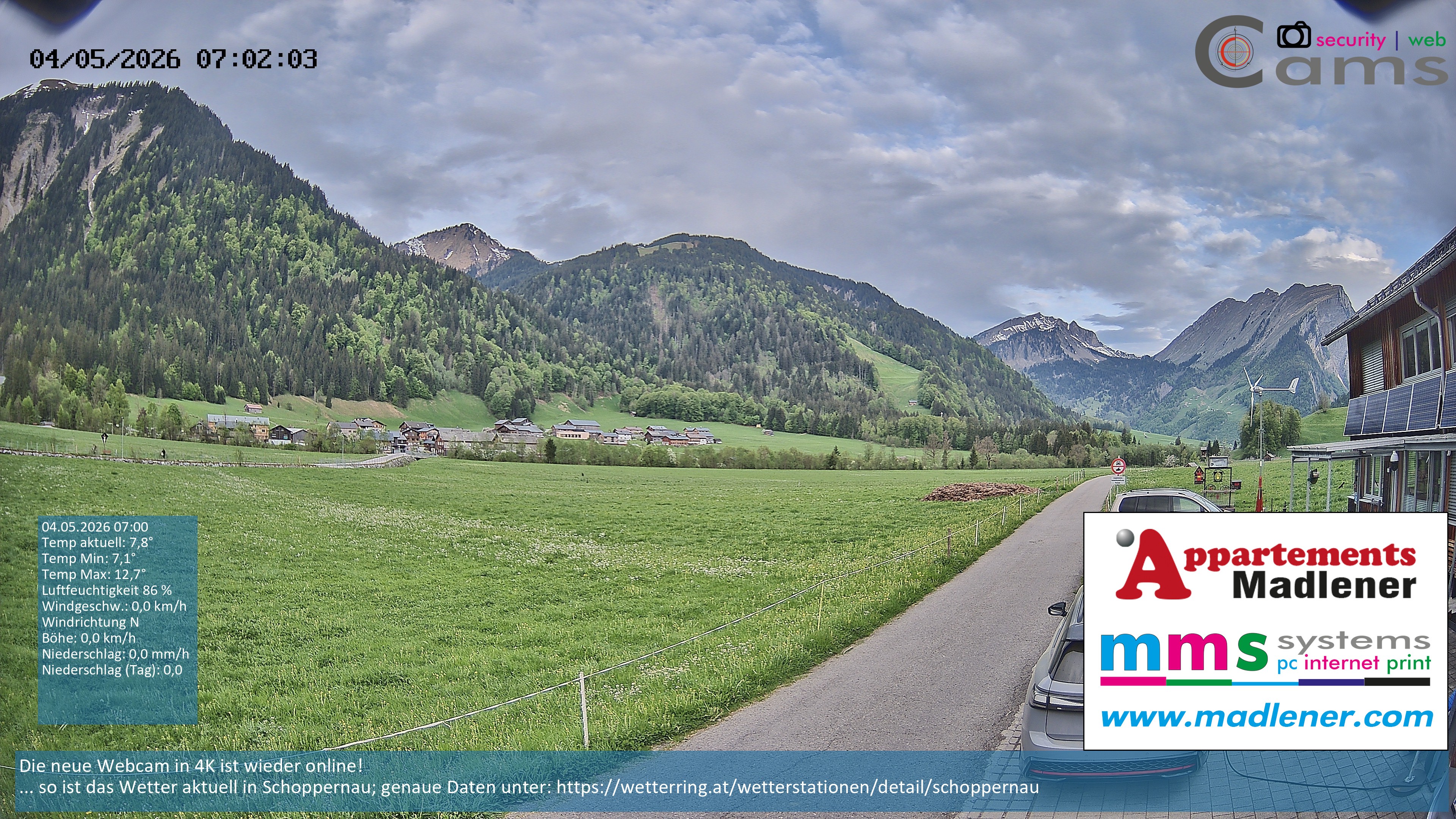 Archiv Foto Webcam Schoppernau Unterdorf im Bregenzerwald