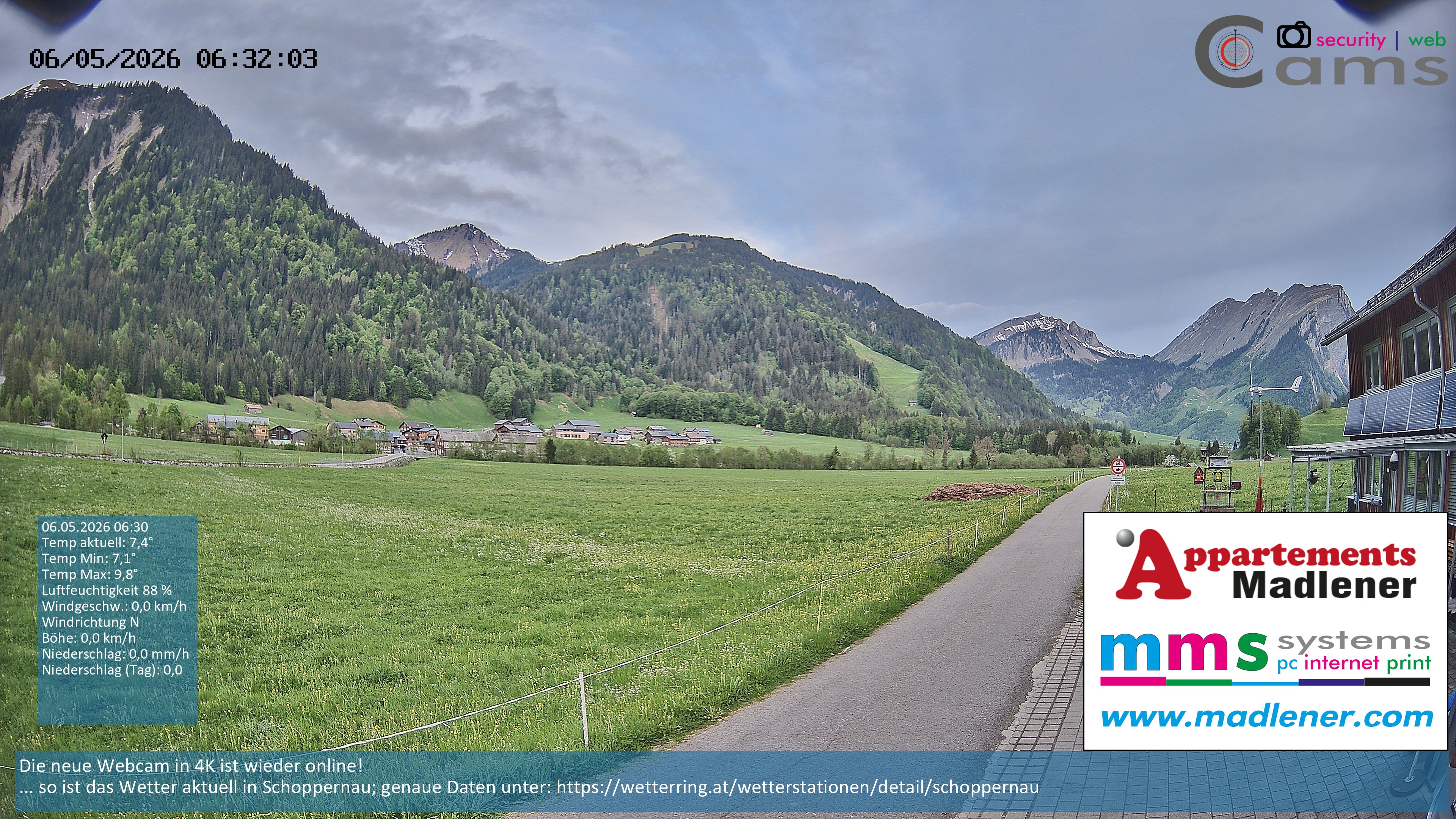 Archiv Foto Webcam Schoppernau Unterdorf im Bregenzerwald