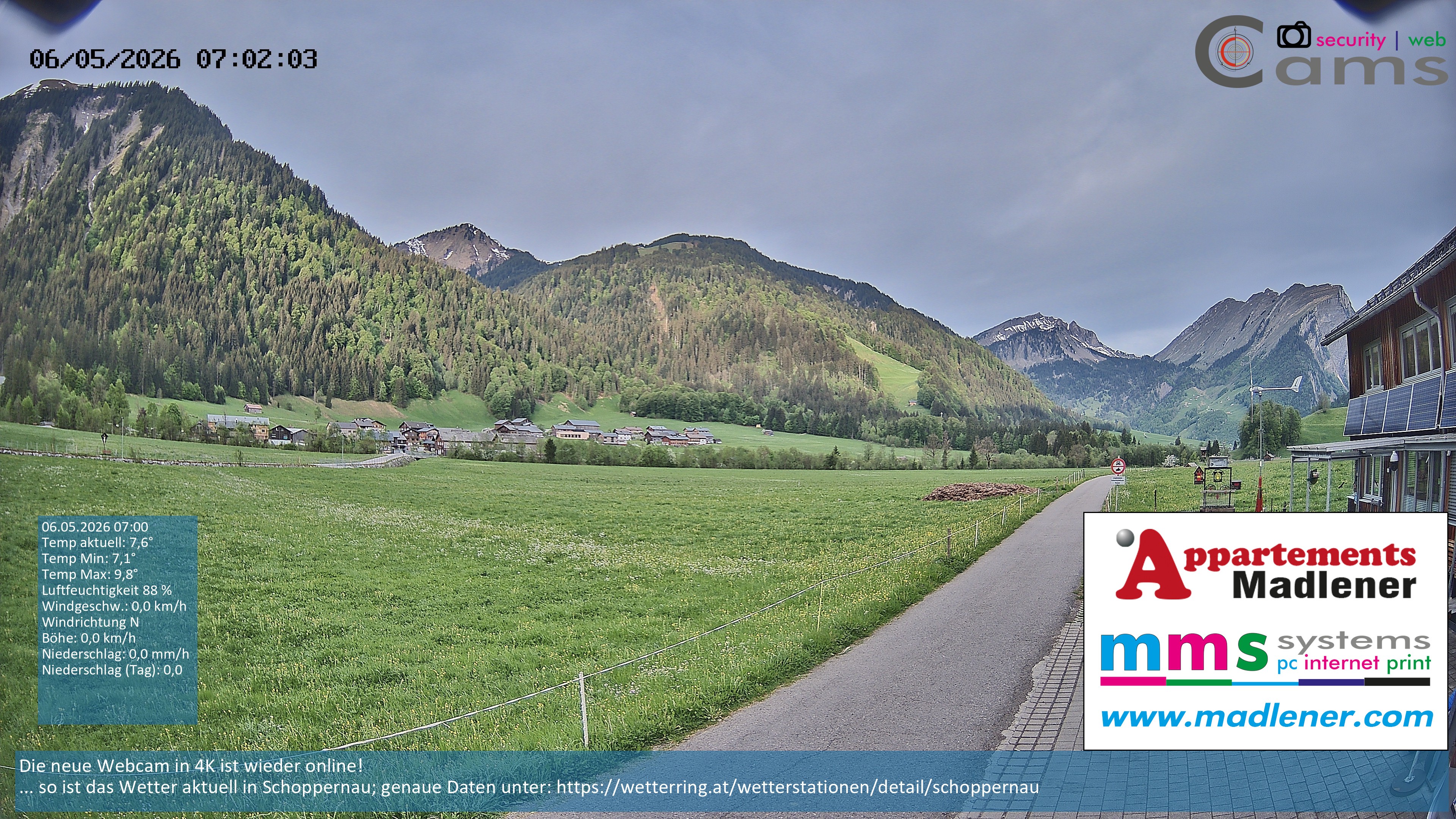 Archiv Foto Webcam Schoppernau Unterdorf im Bregenzerwald