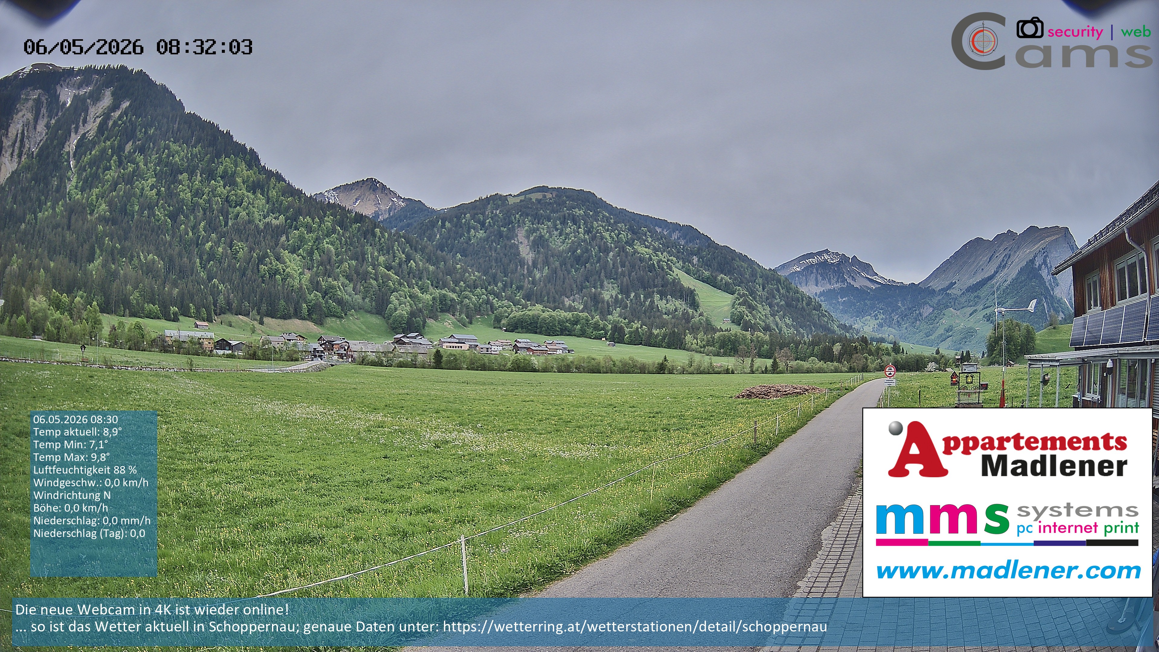 Archiv Foto Webcam Schoppernau Unterdorf im Bregenzerwald