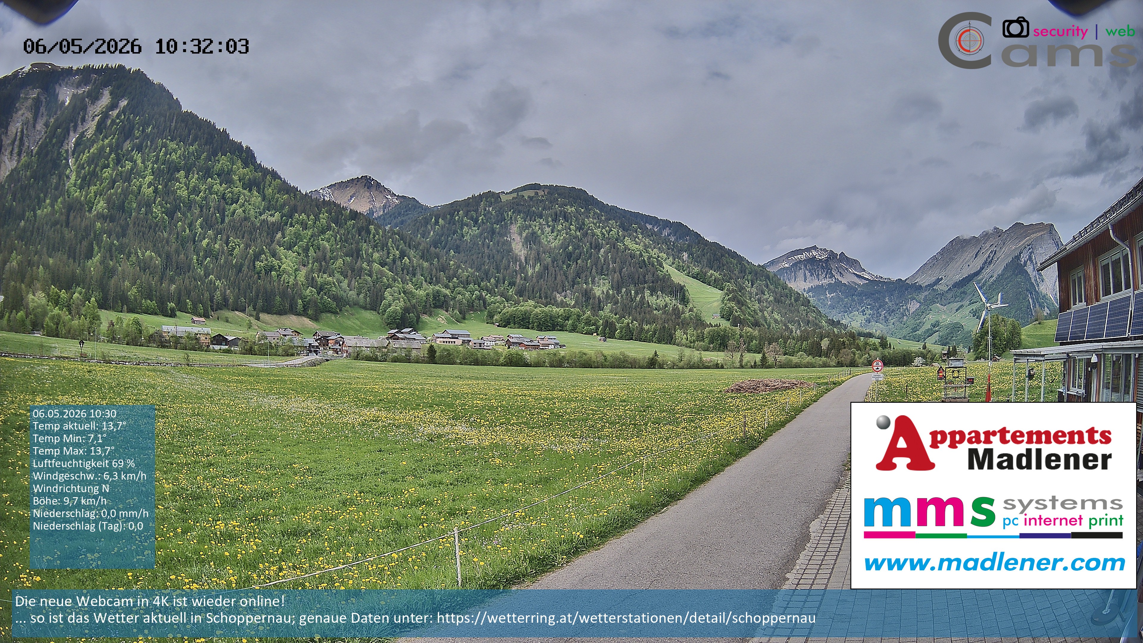 Archiv Foto Webcam Schoppernau Unterdorf im Bregenzerwald