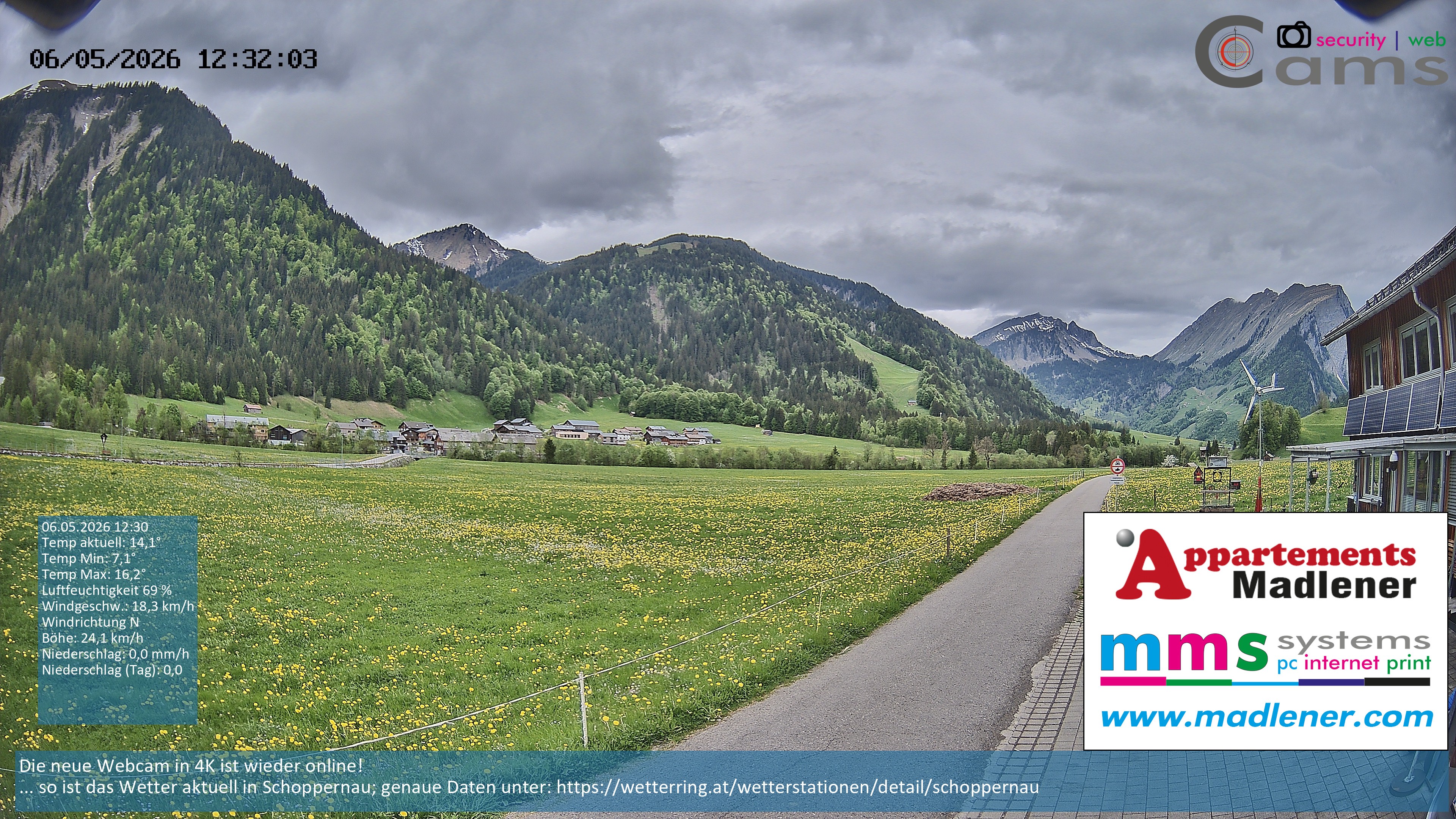 Archiv Foto Webcam Schoppernau Unterdorf im Bregenzerwald