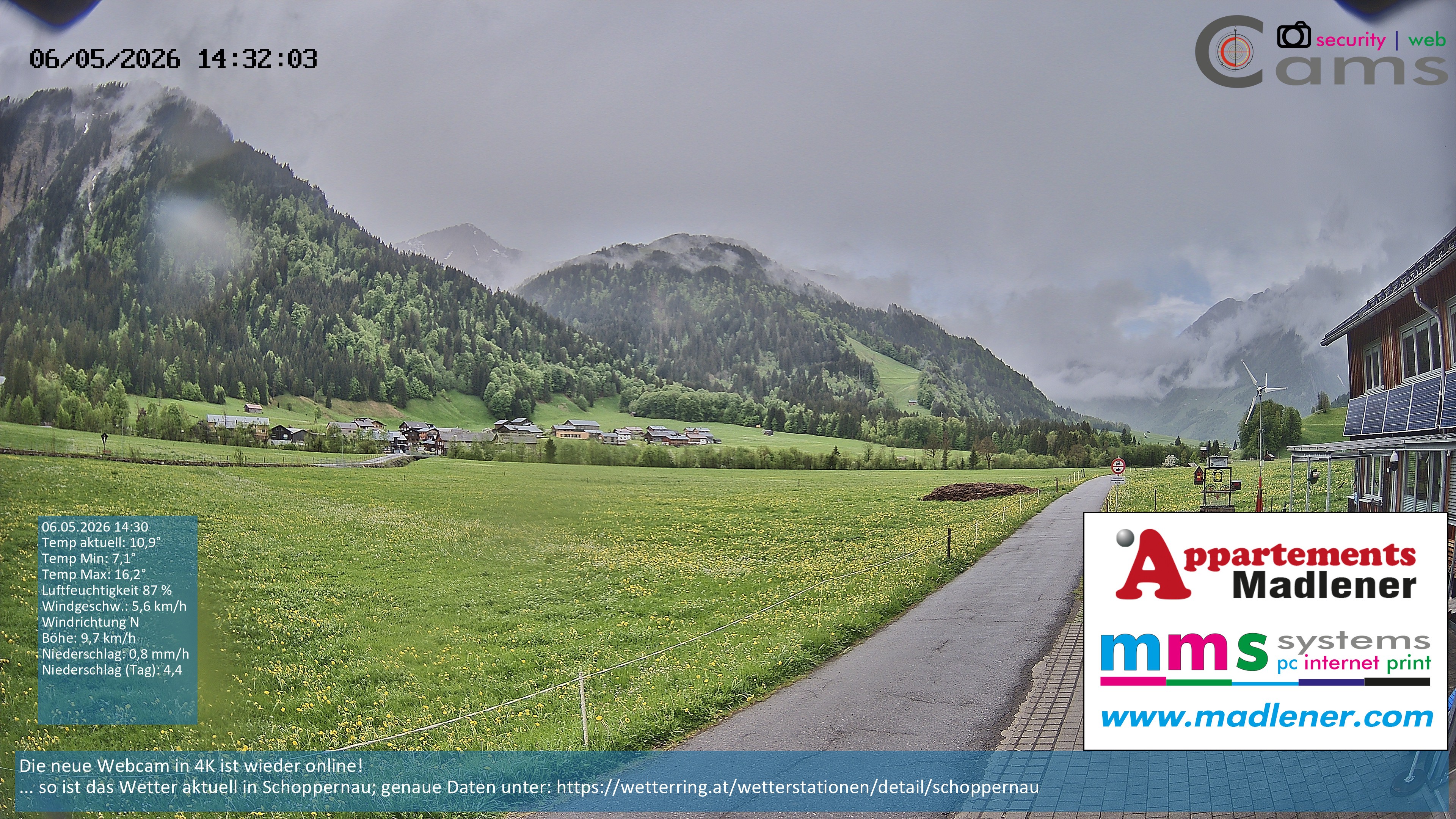 Archiv Foto Webcam Schoppernau Unterdorf im Bregenzerwald