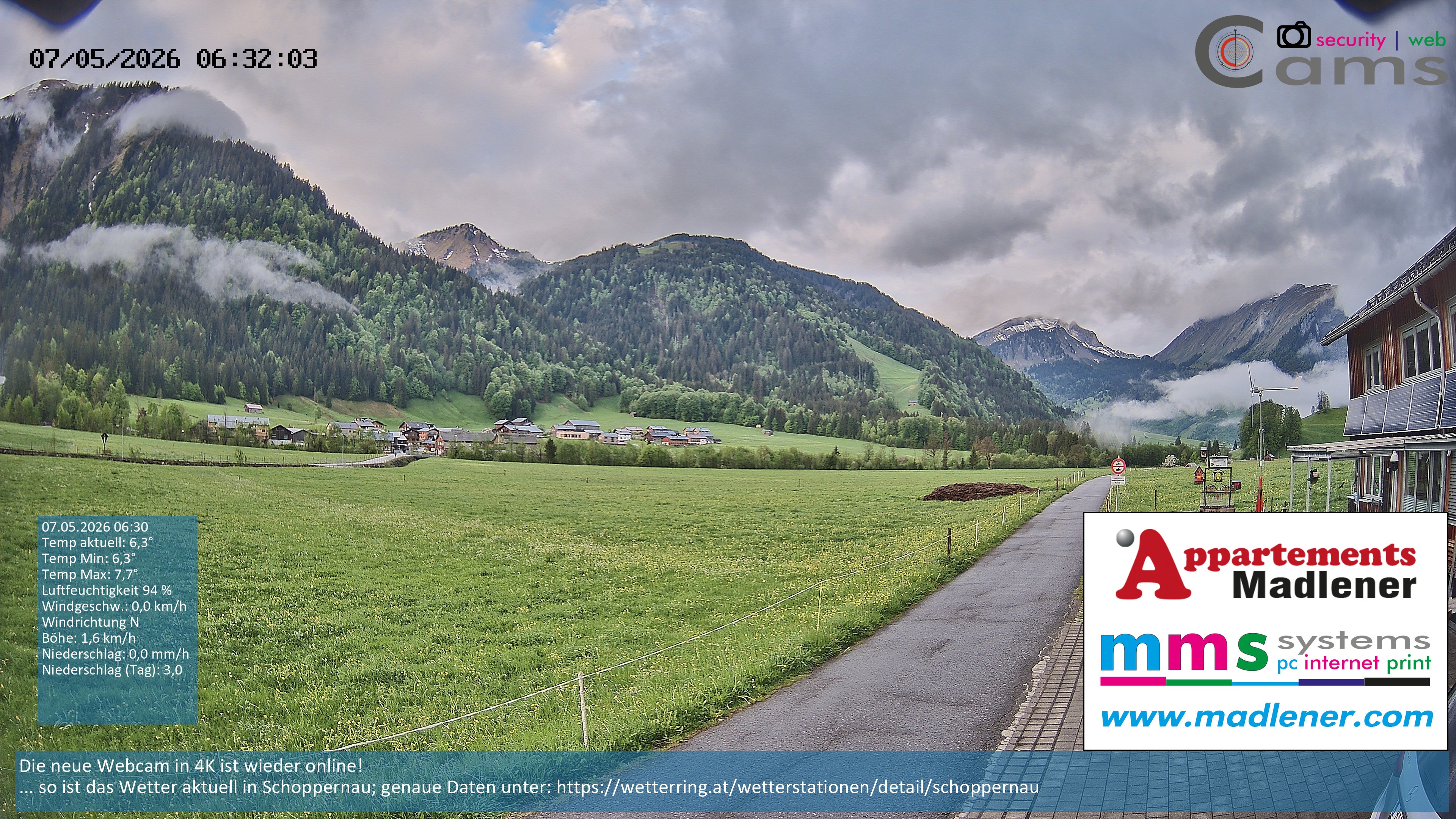 Archiv Foto Webcam Schoppernau Unterdorf im Bregenzerwald