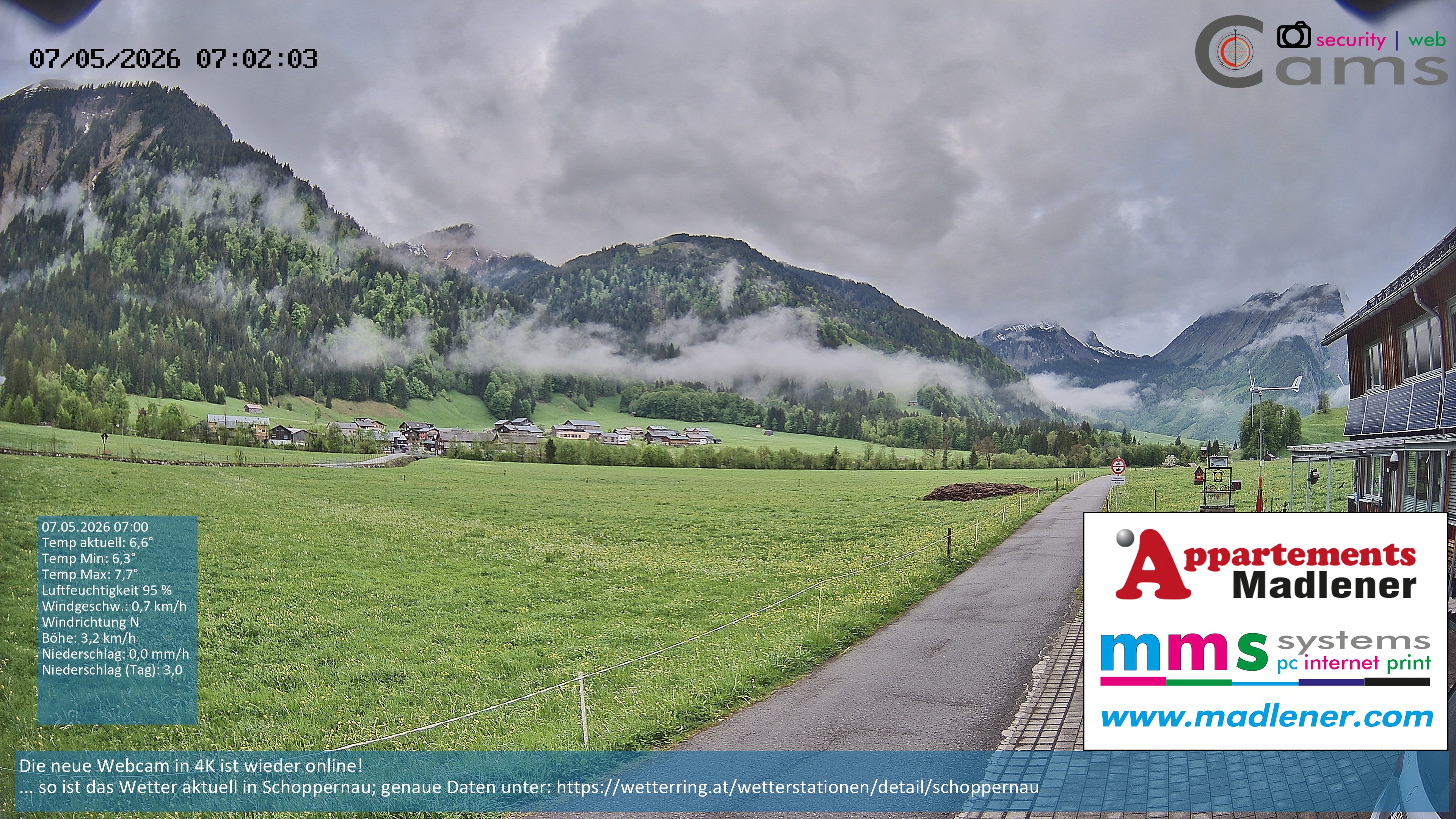 Archiv Foto Webcam Schoppernau Unterdorf im Bregenzerwald