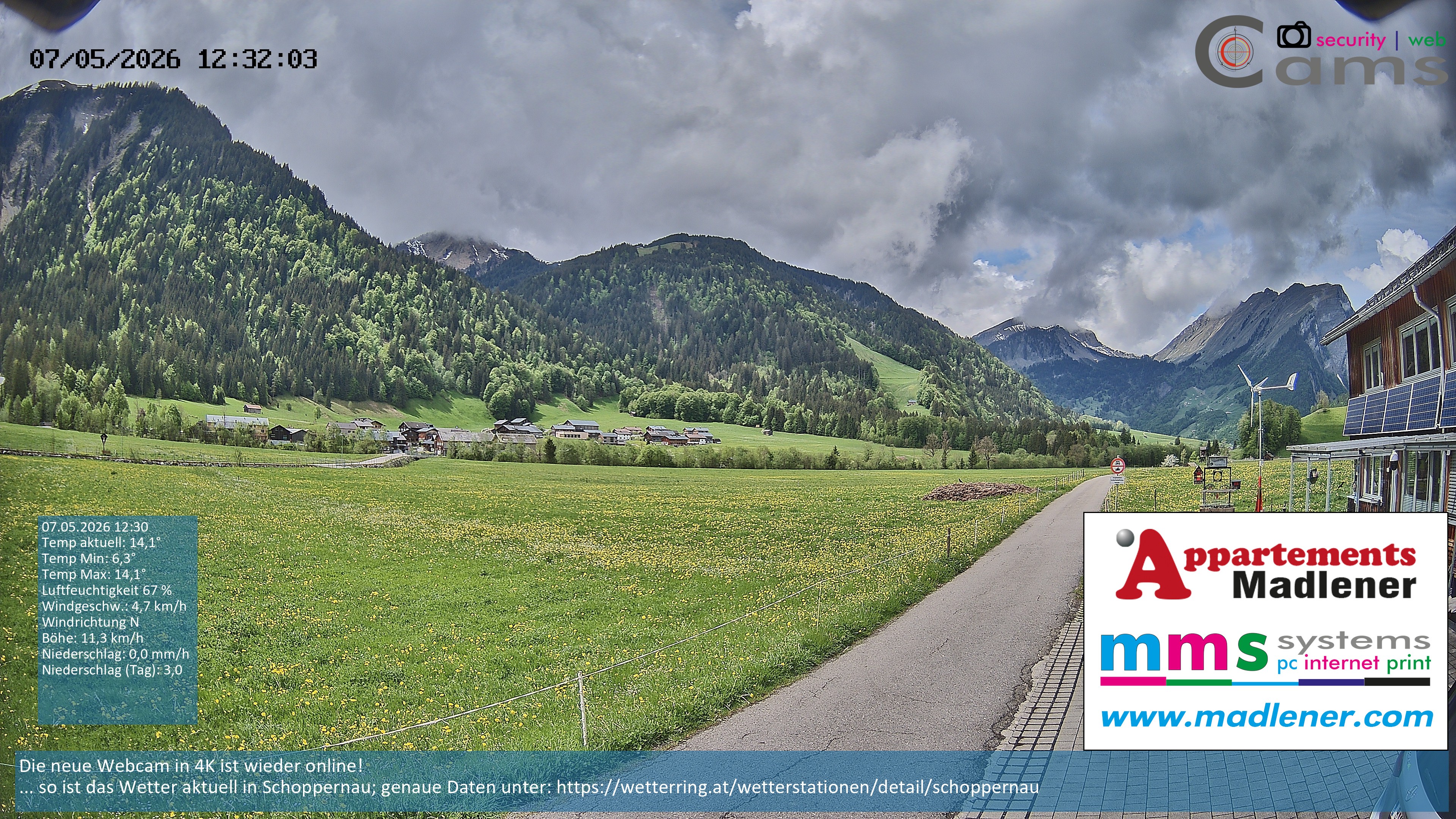 Archiv Foto Webcam Schoppernau Unterdorf im Bregenzerwald