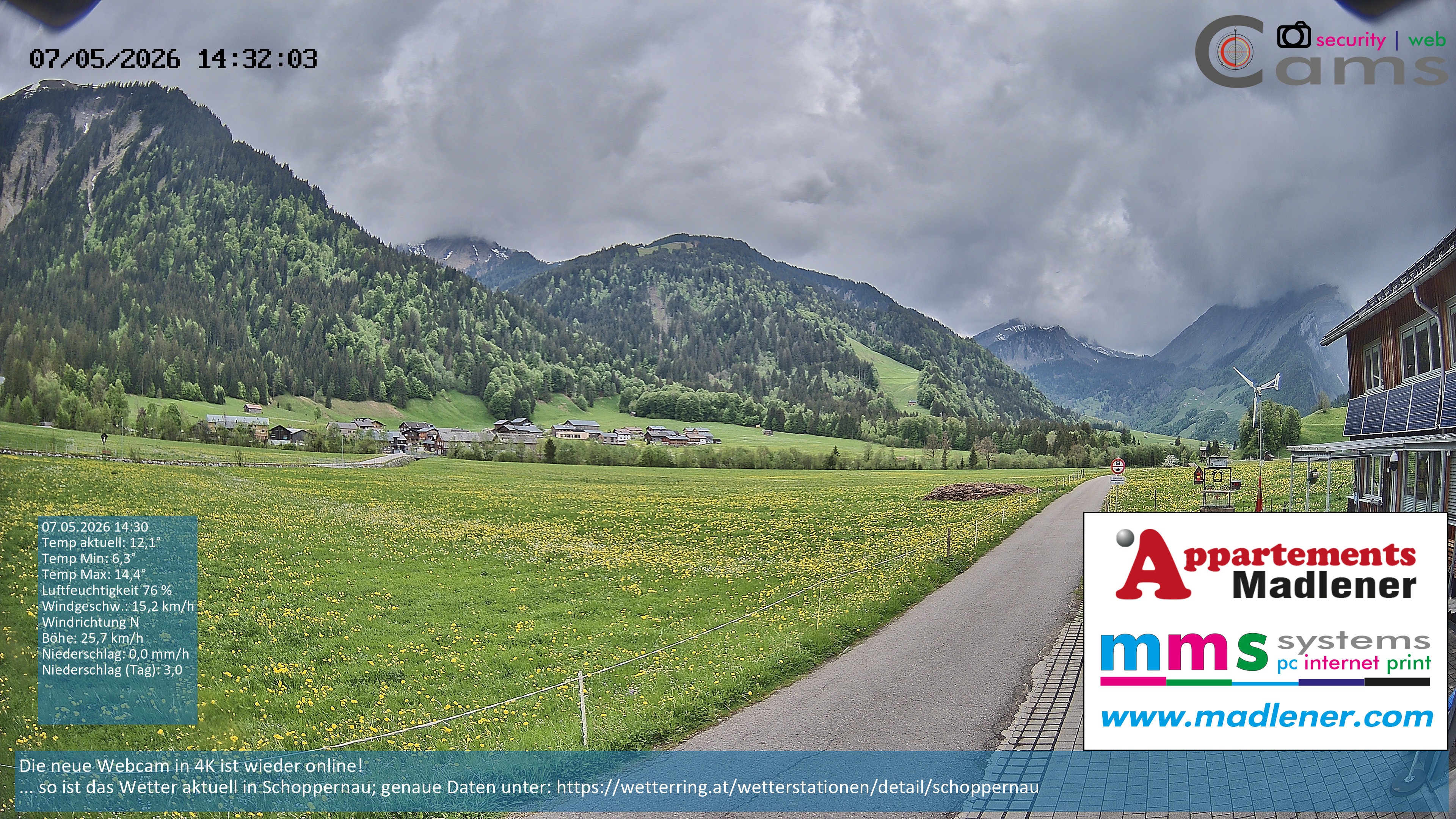 Archiv Foto Webcam Schoppernau Unterdorf im Bregenzerwald