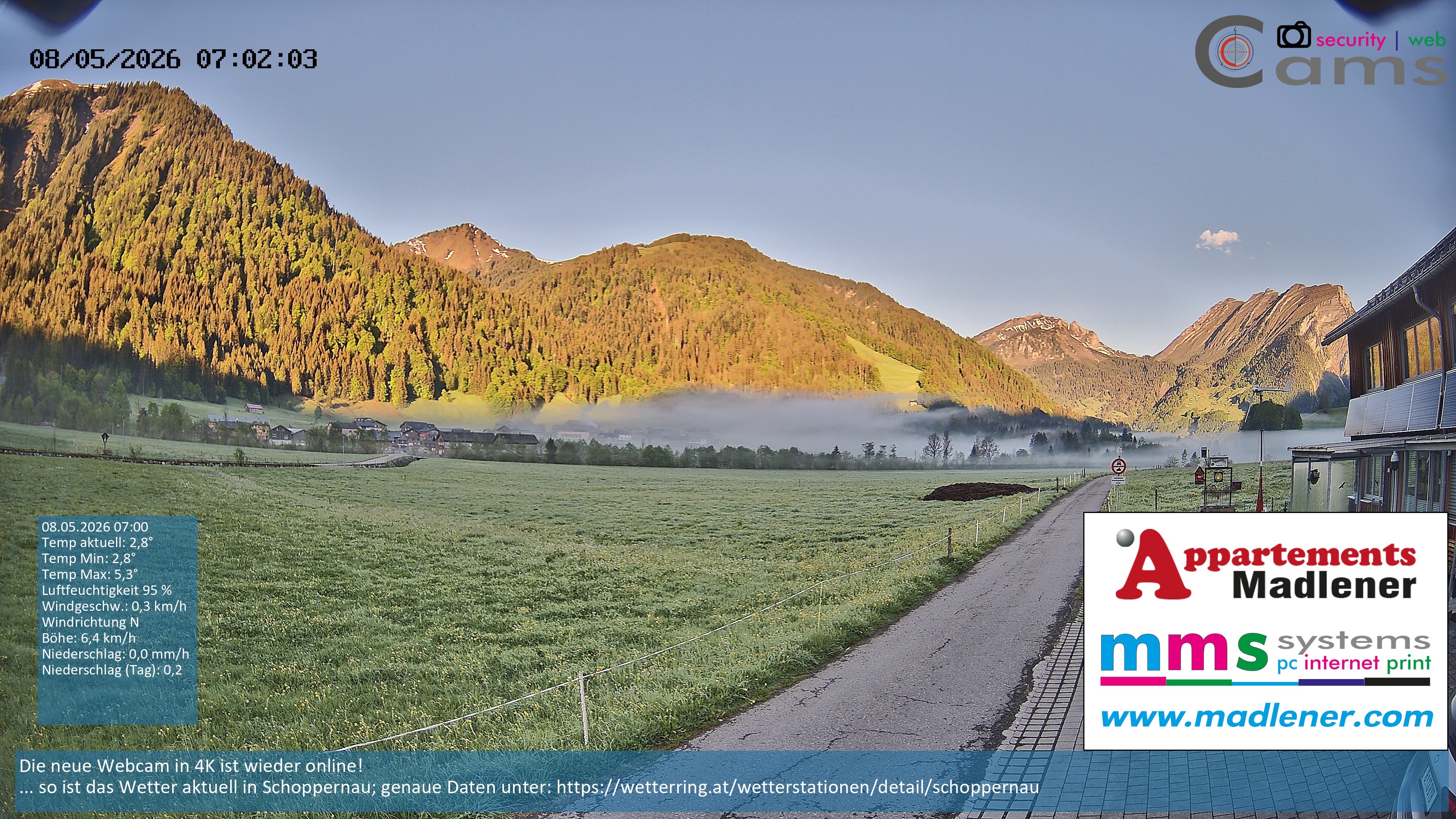 Archiv Foto Webcam Schoppernau Unterdorf im Bregenzerwald
