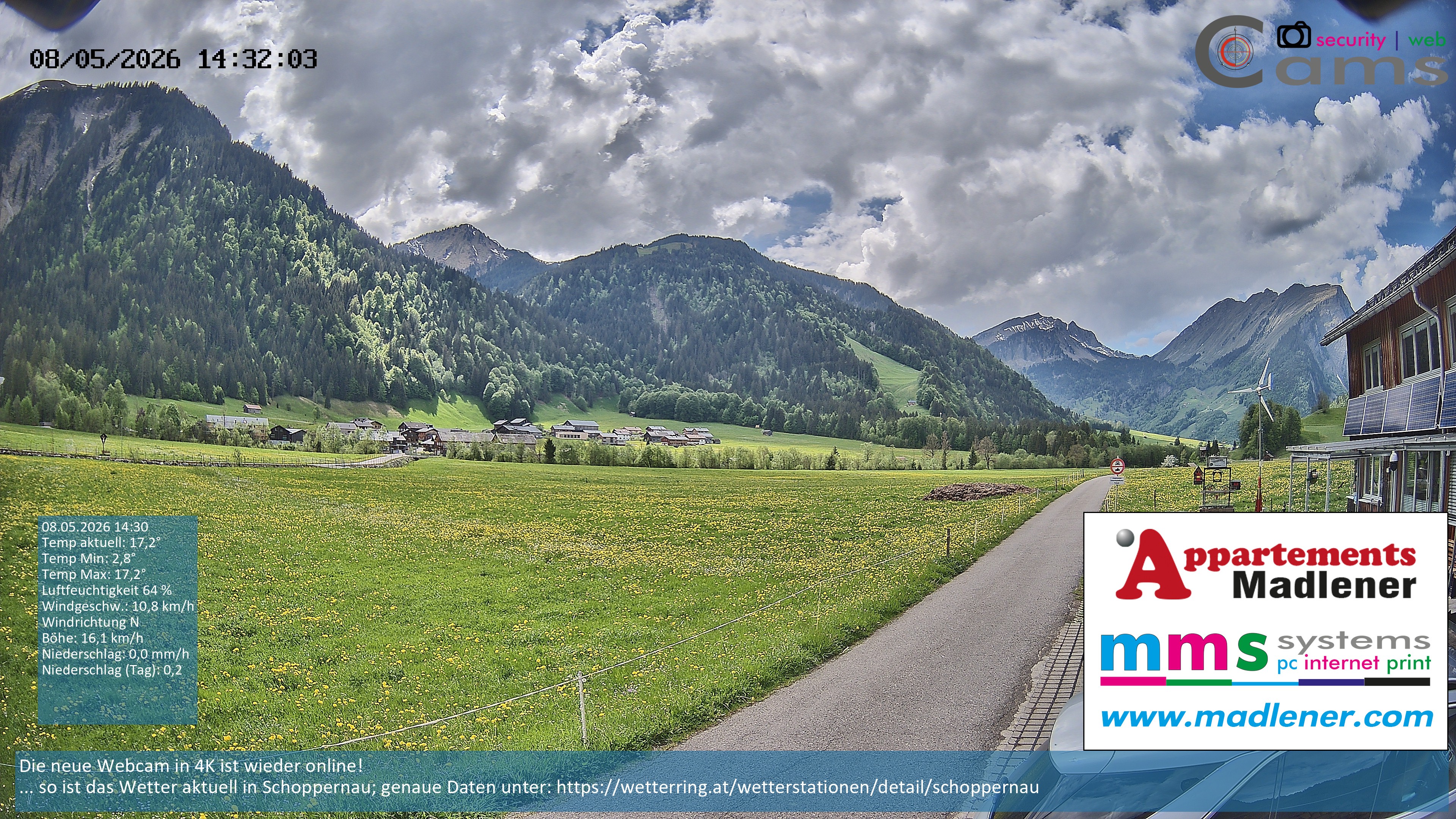 Archiv Foto Webcam Schoppernau Unterdorf im Bregenzerwald