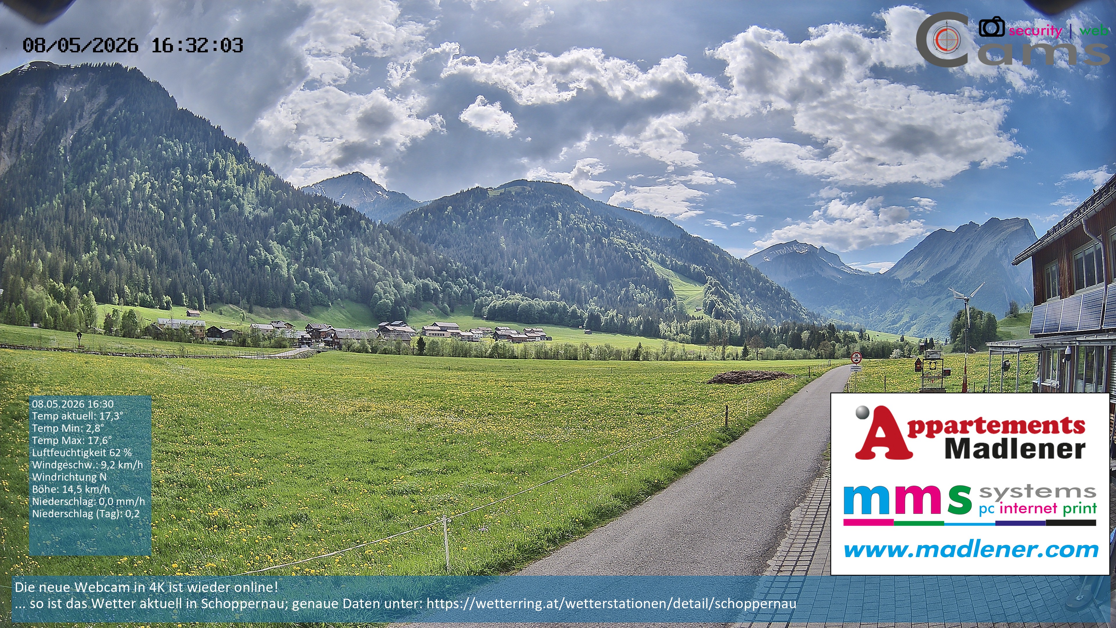 Archiv Foto Webcam Schoppernau Unterdorf im Bregenzerwald