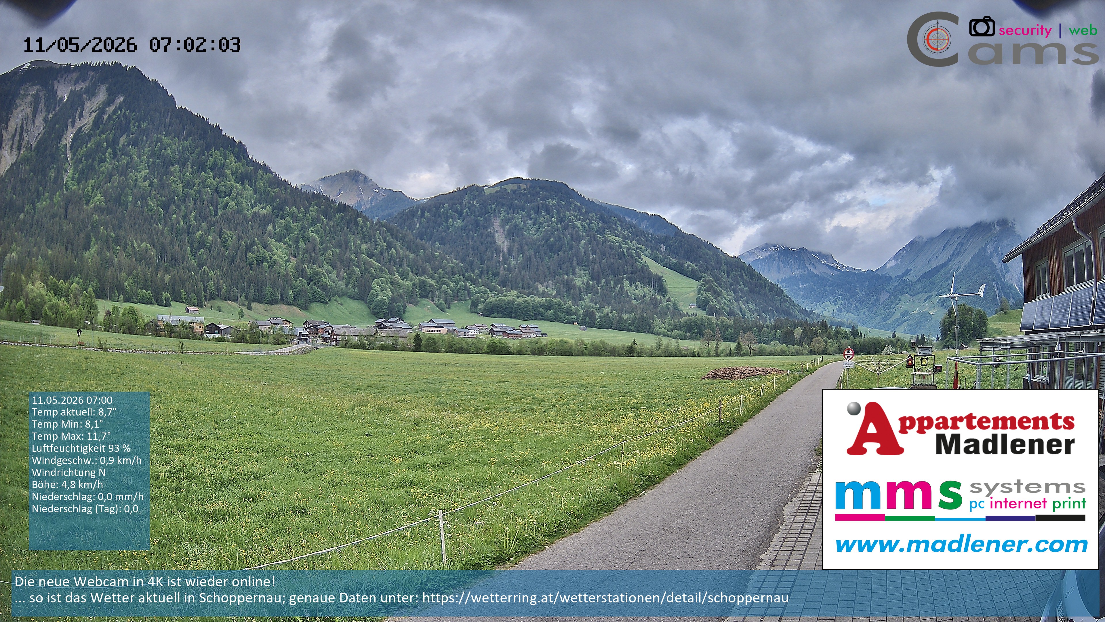Archiv Foto Webcam Schoppernau Unterdorf im Bregenzerwald