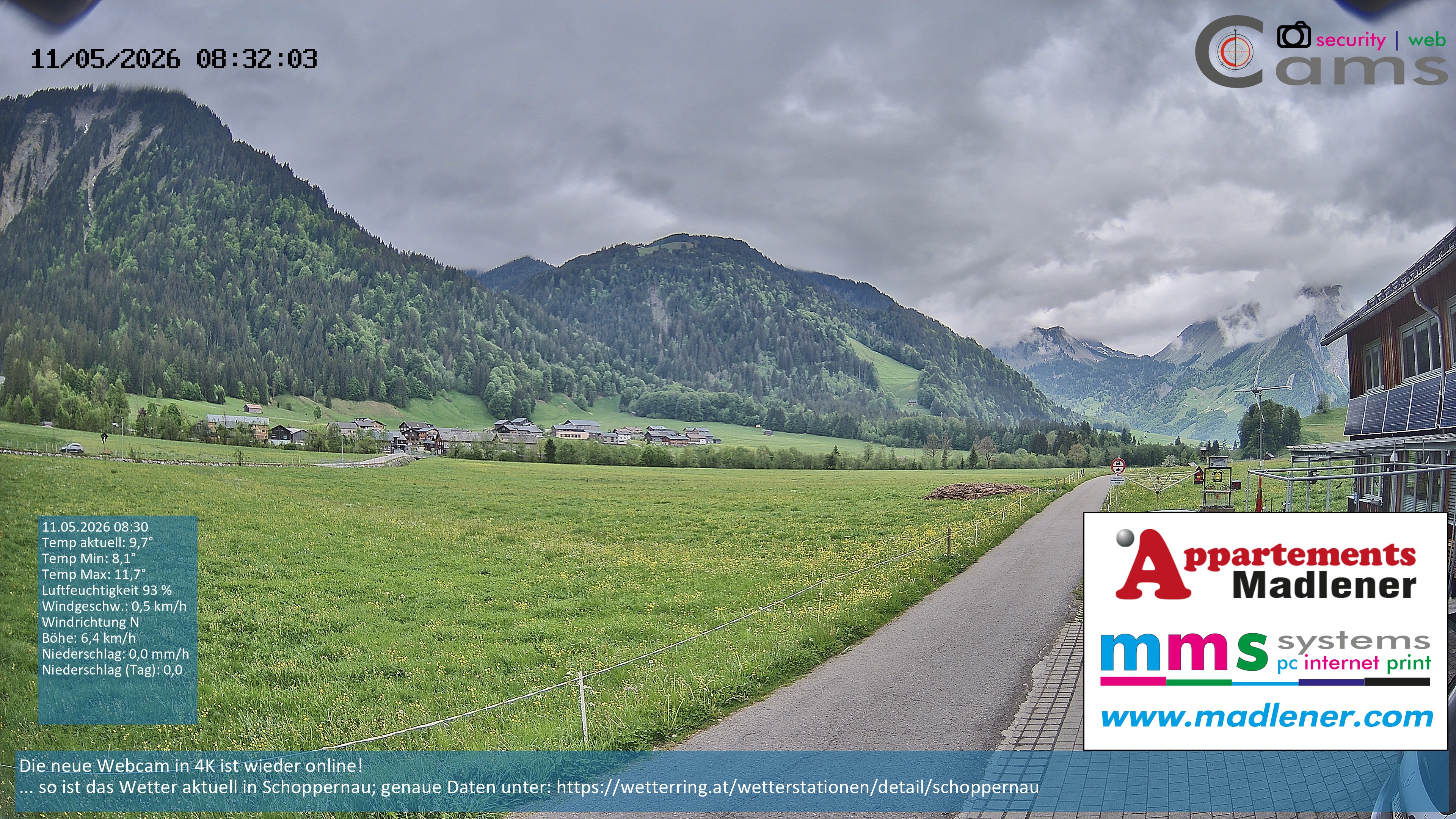 Archiv Foto Webcam Schoppernau Unterdorf im Bregenzerwald