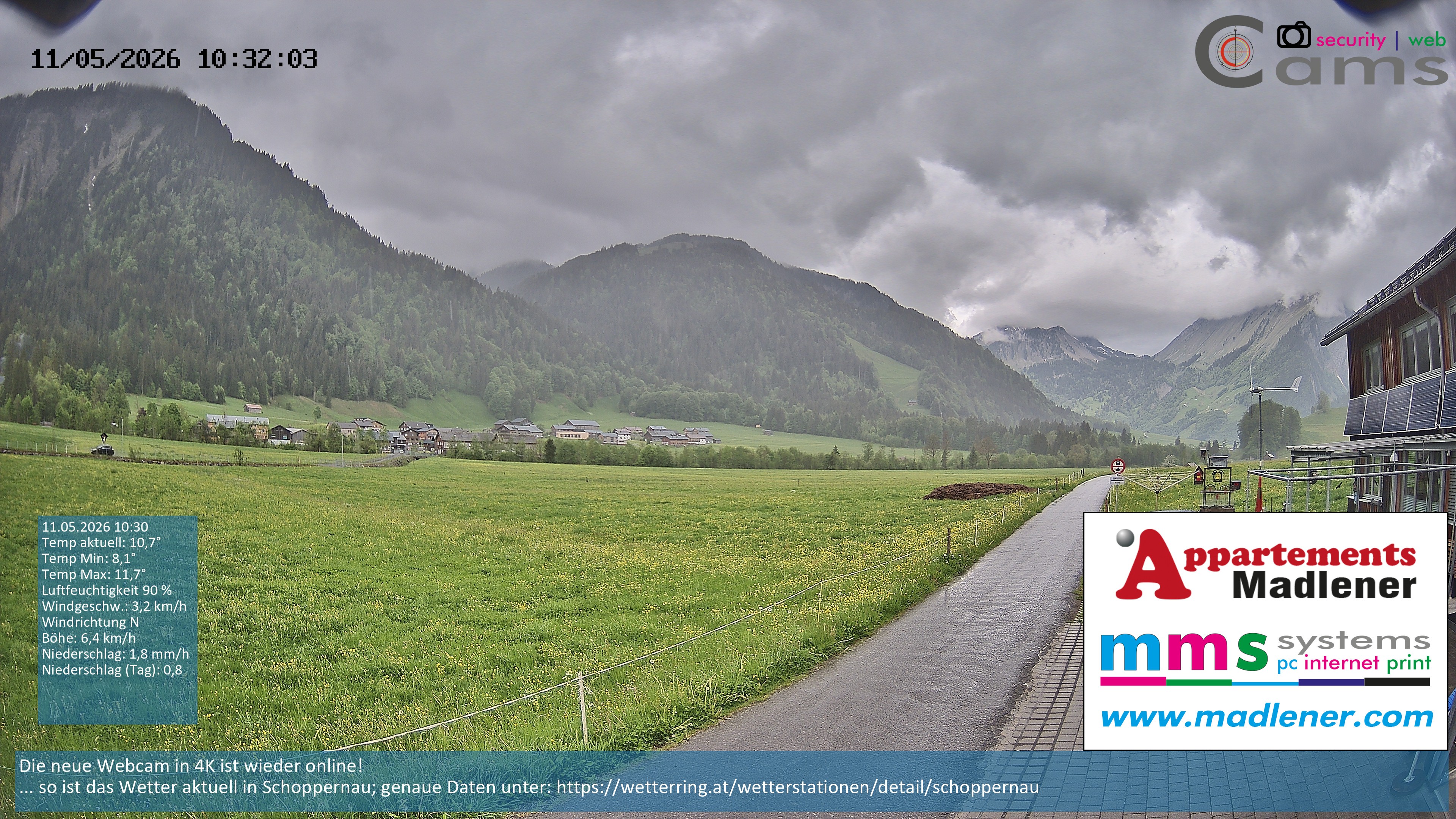 Archiv Foto Webcam Schoppernau Unterdorf im Bregenzerwald