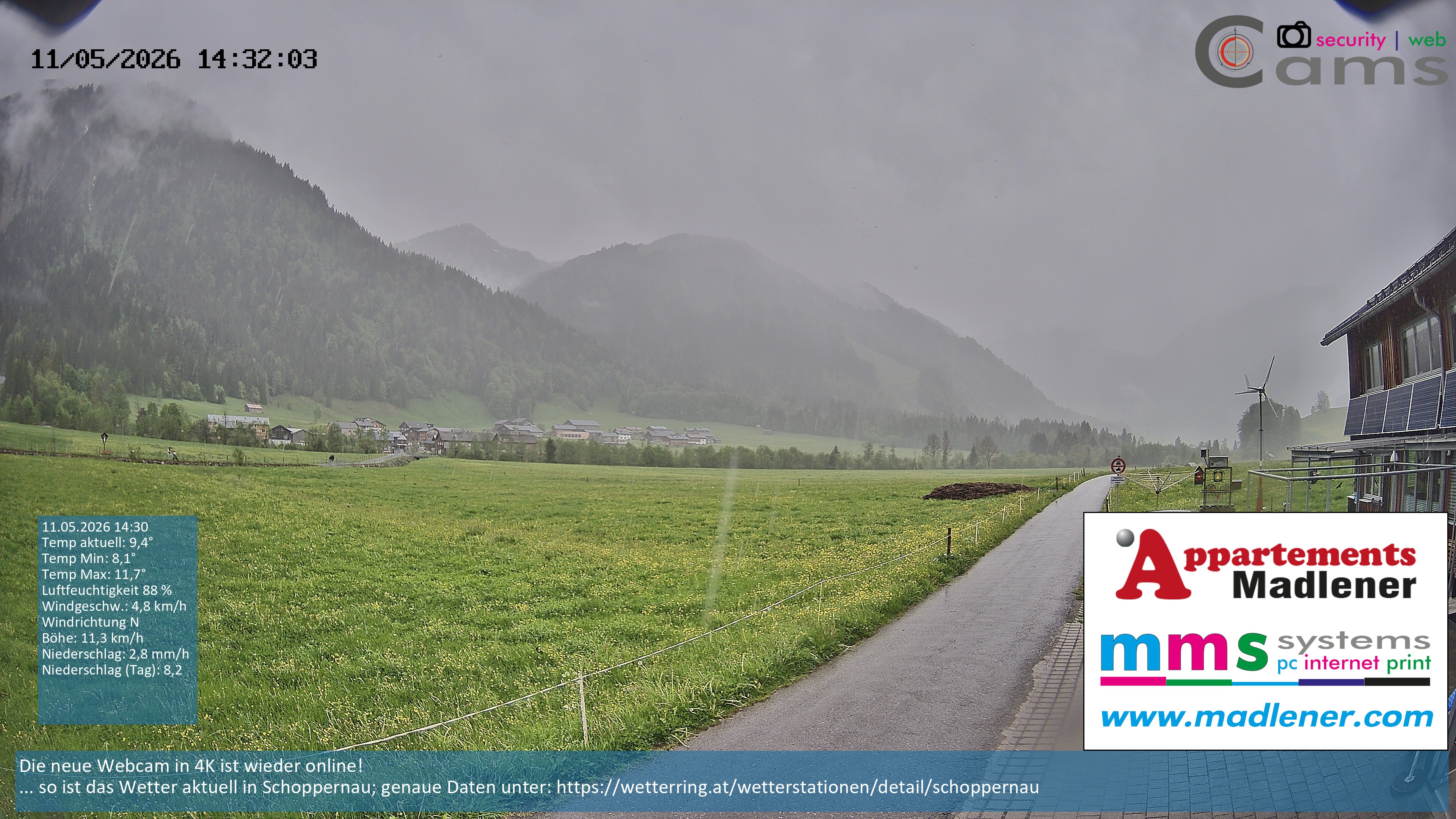 Archiv Foto Webcam Schoppernau Unterdorf im Bregenzerwald