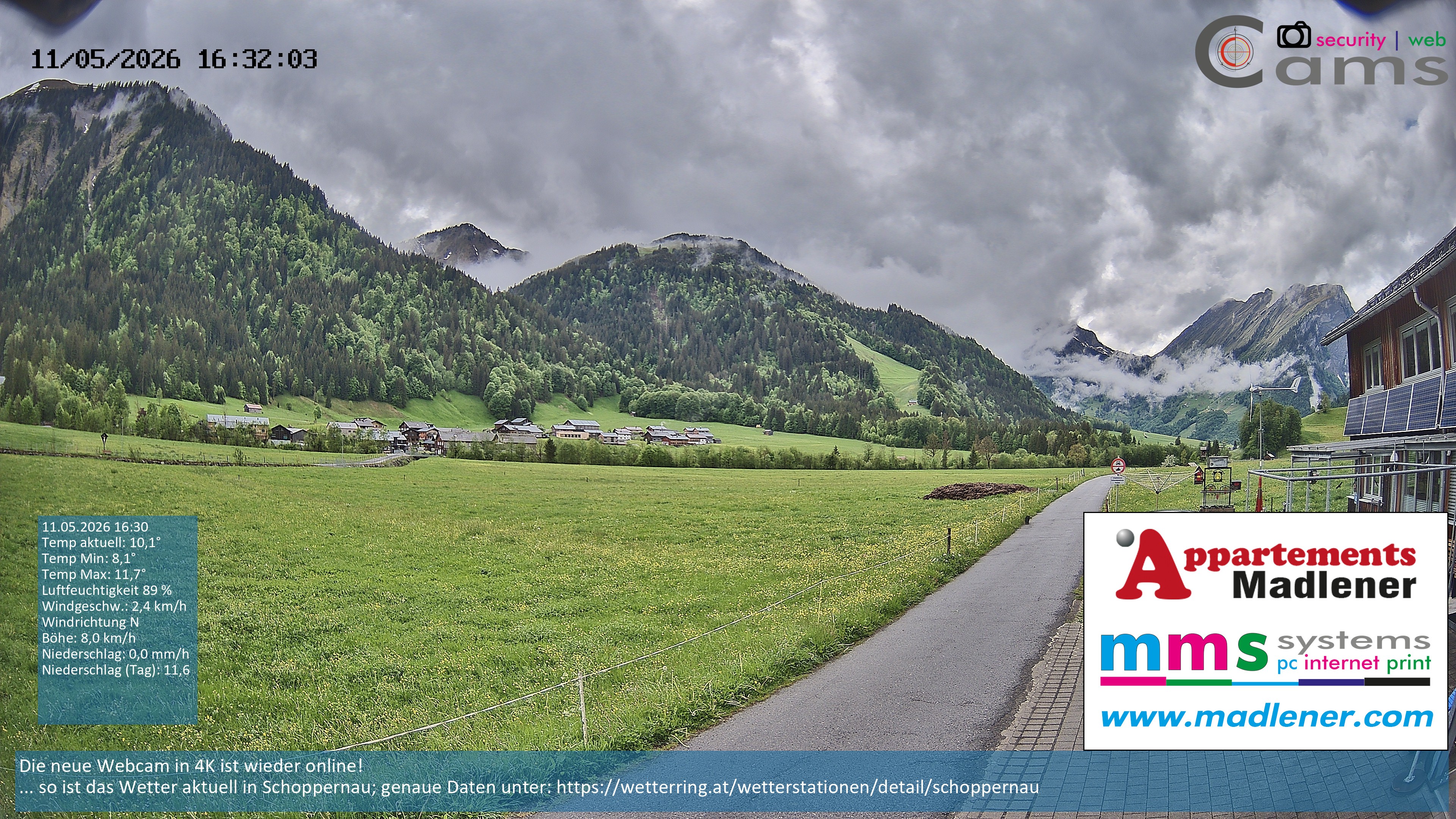 Archiv Foto Webcam Schoppernau Unterdorf im Bregenzerwald