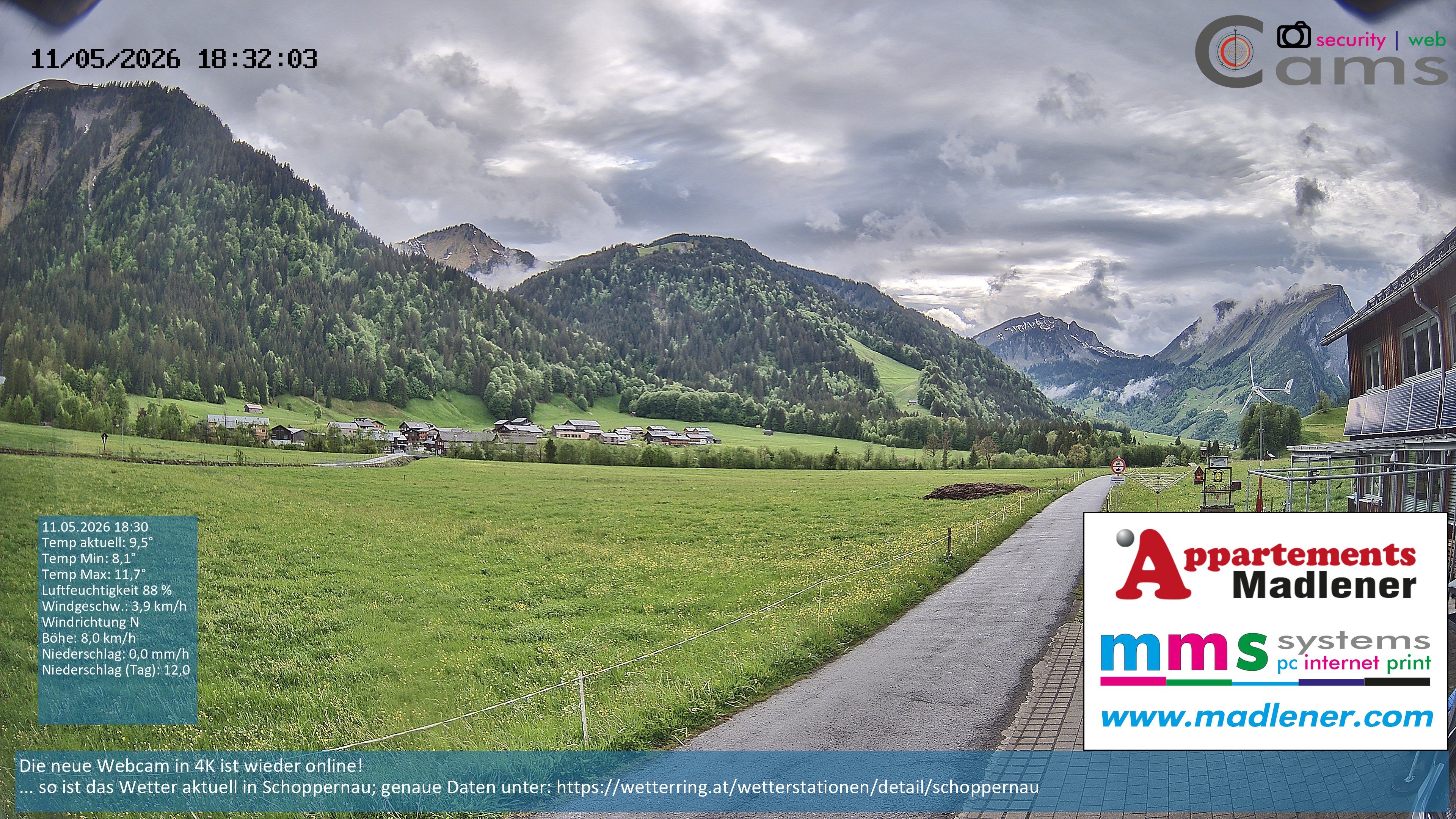 Archiv Foto Webcam Schoppernau Unterdorf im Bregenzerwald