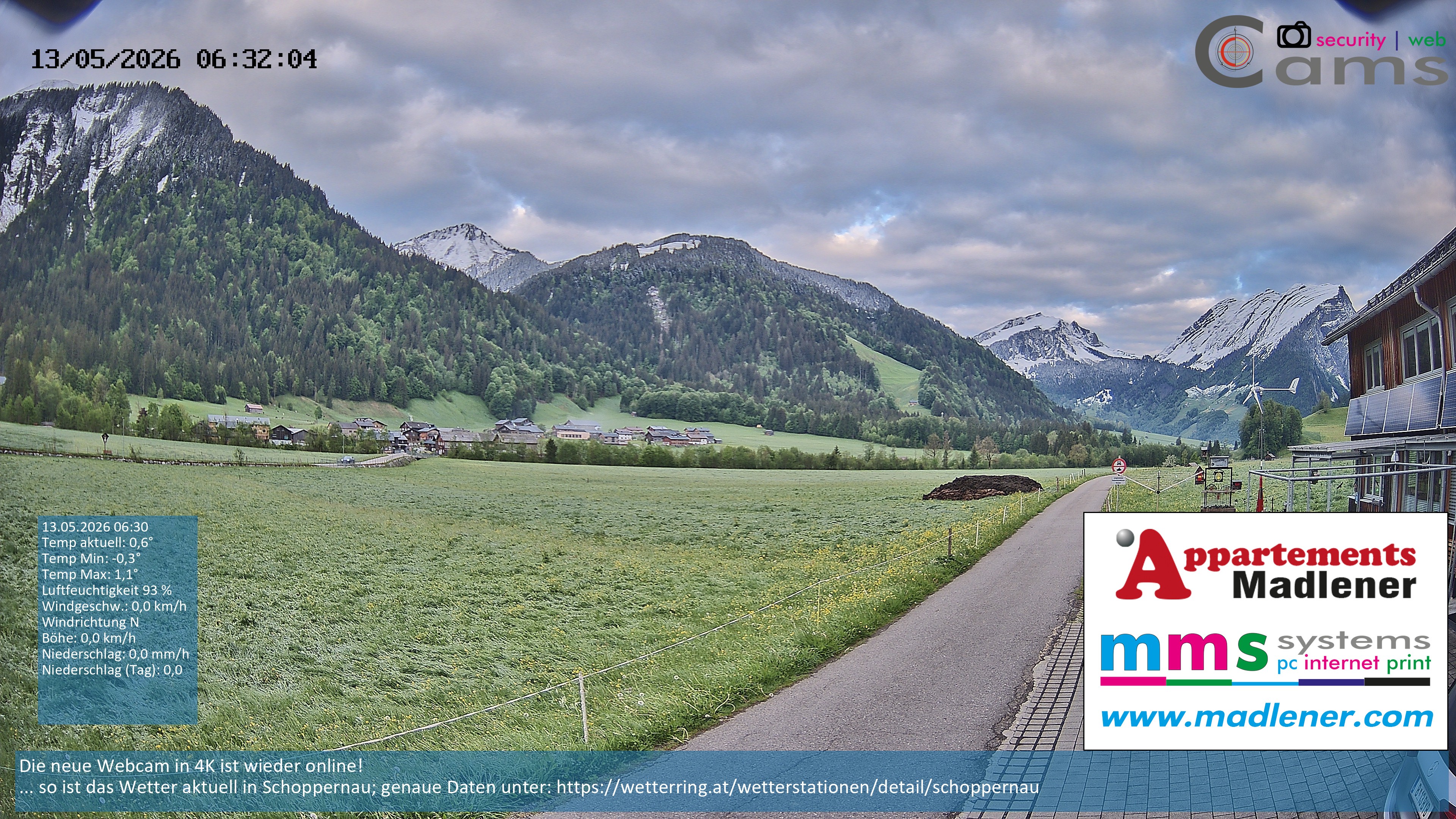 Archiv Foto Webcam Schoppernau Unterdorf im Bregenzerwald