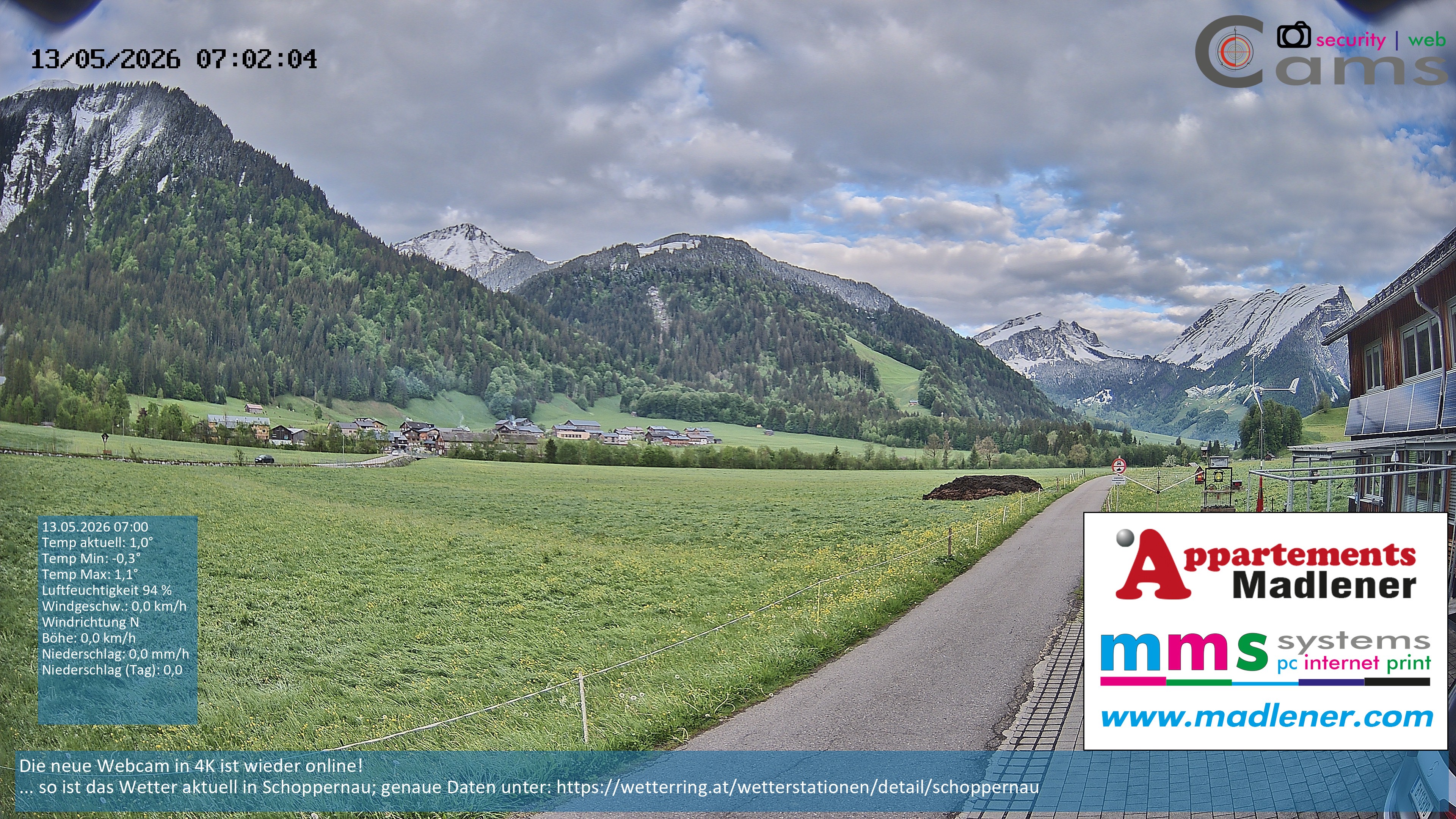 Archiv Foto Webcam Schoppernau Unterdorf im Bregenzerwald