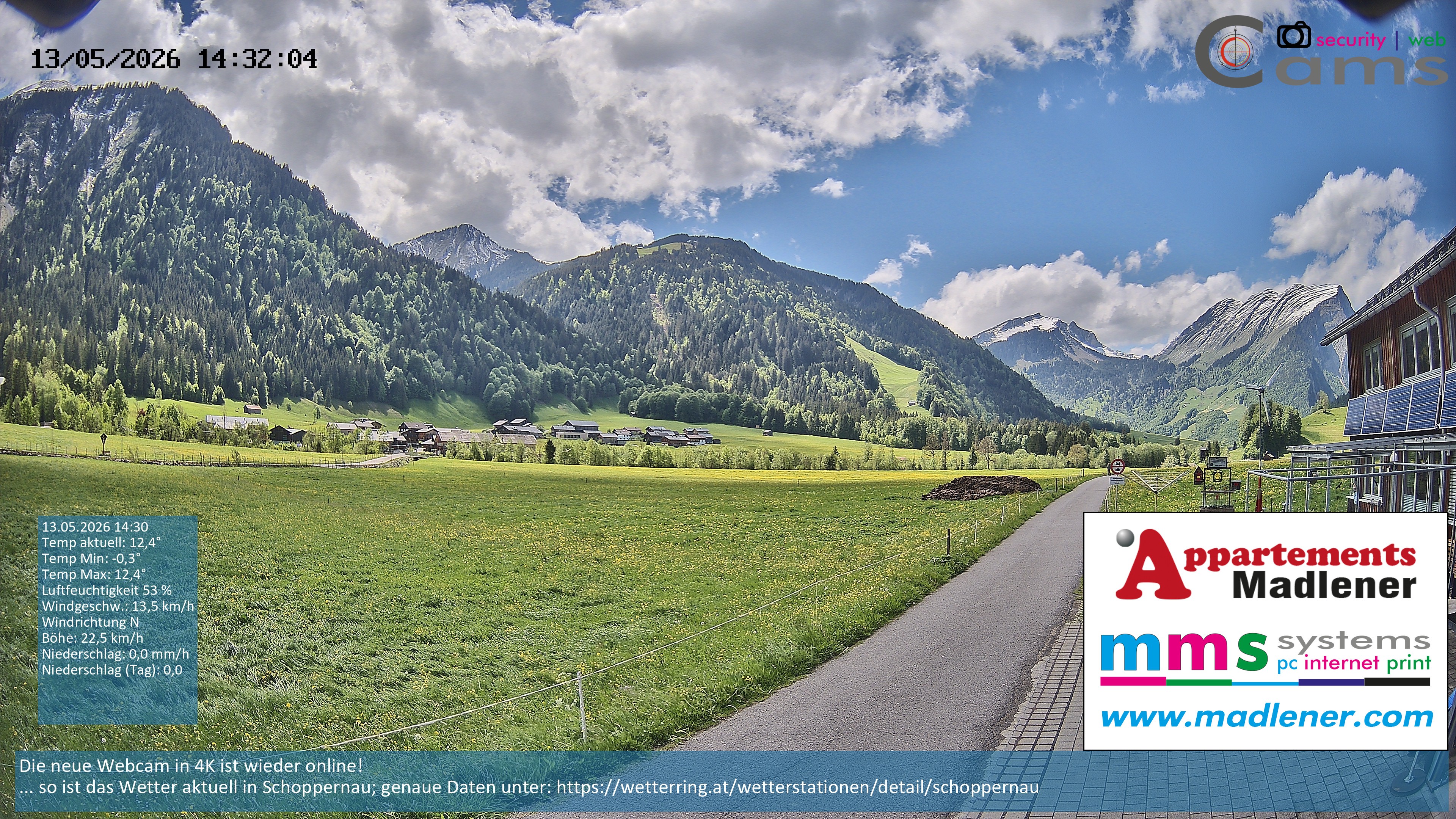 Archiv Foto Webcam Schoppernau Unterdorf im Bregenzerwald