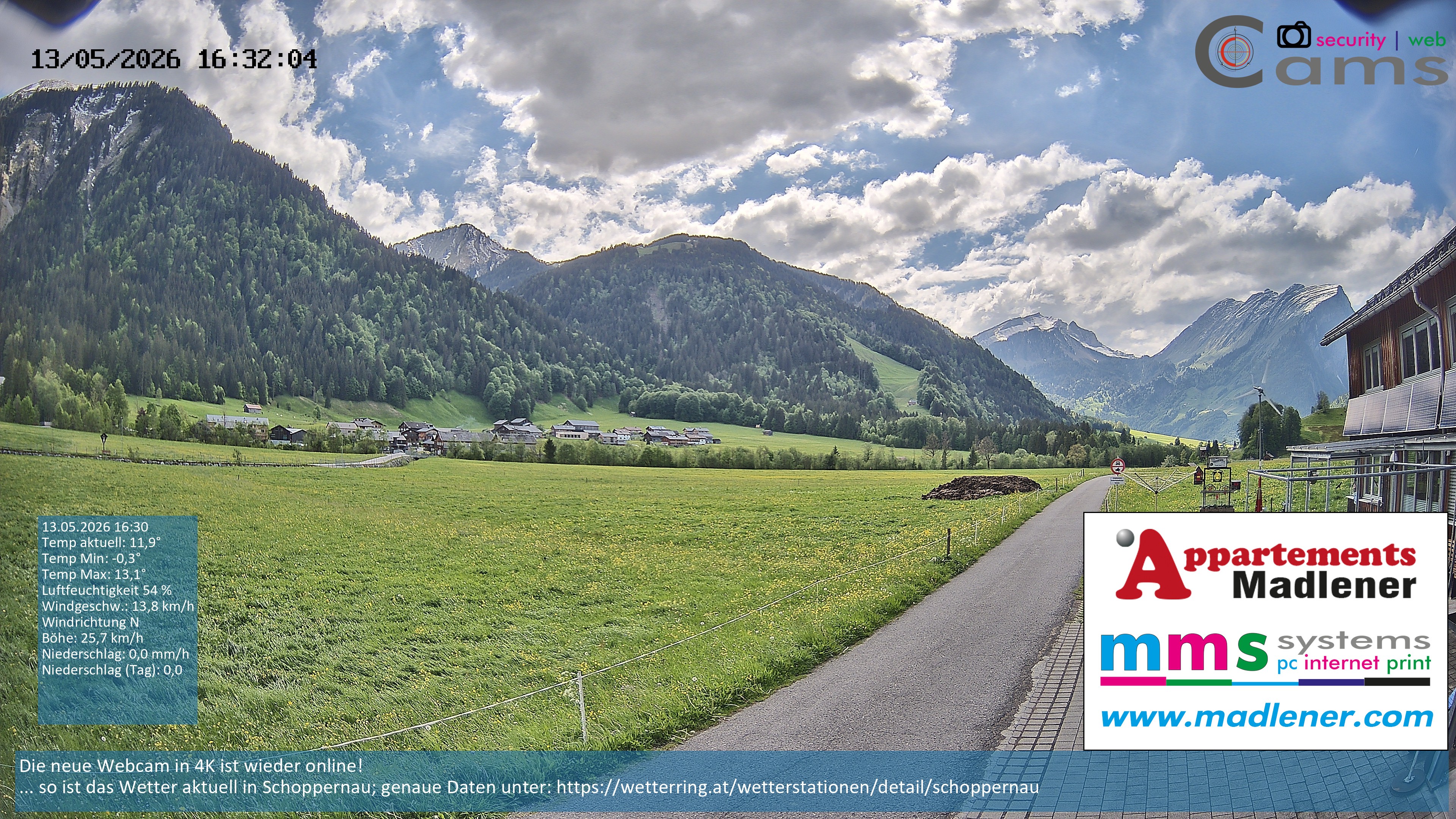 Archiv Foto Webcam Schoppernau Unterdorf im Bregenzerwald