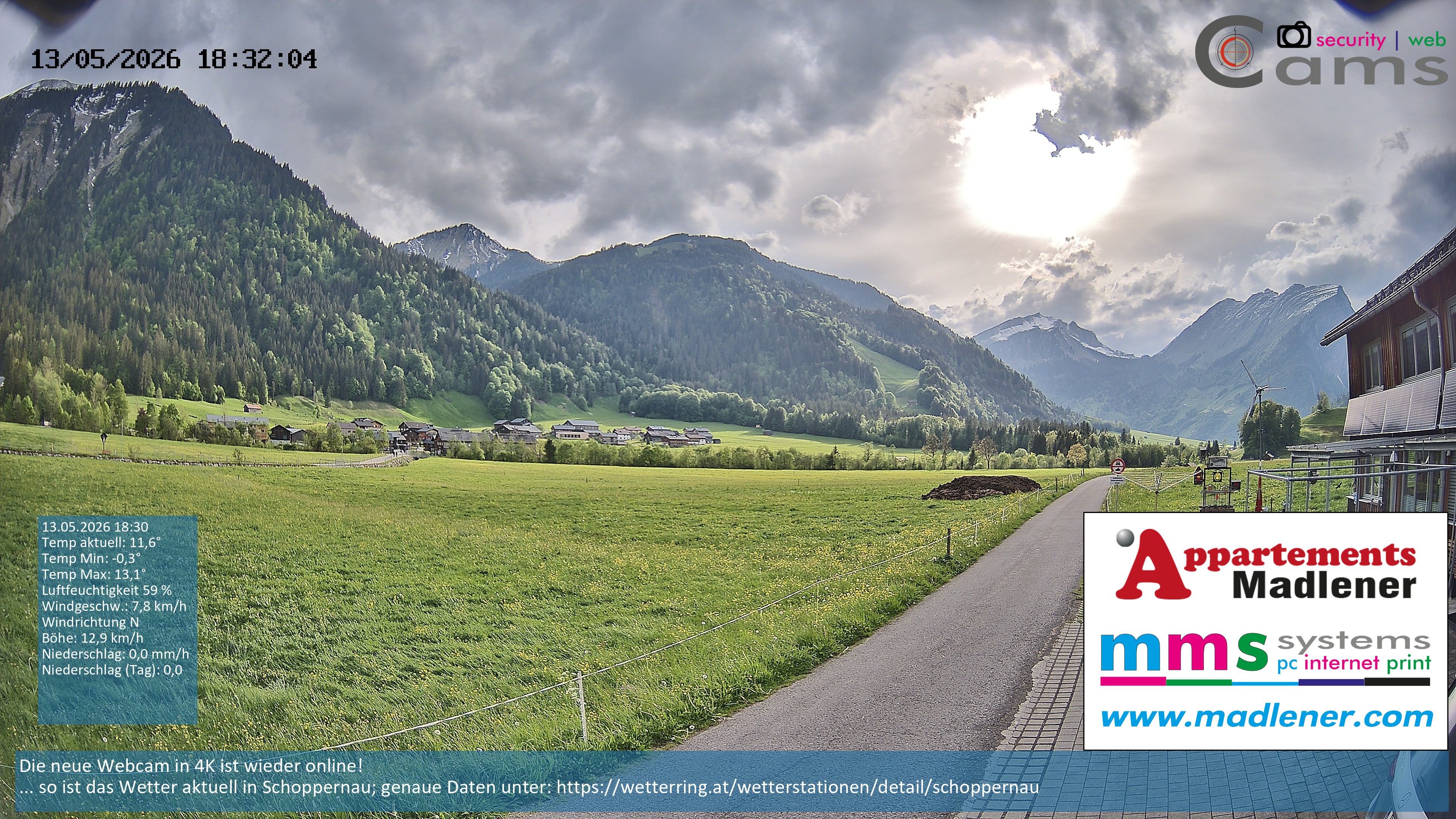 Archiv Foto Webcam Schoppernau Unterdorf im Bregenzerwald