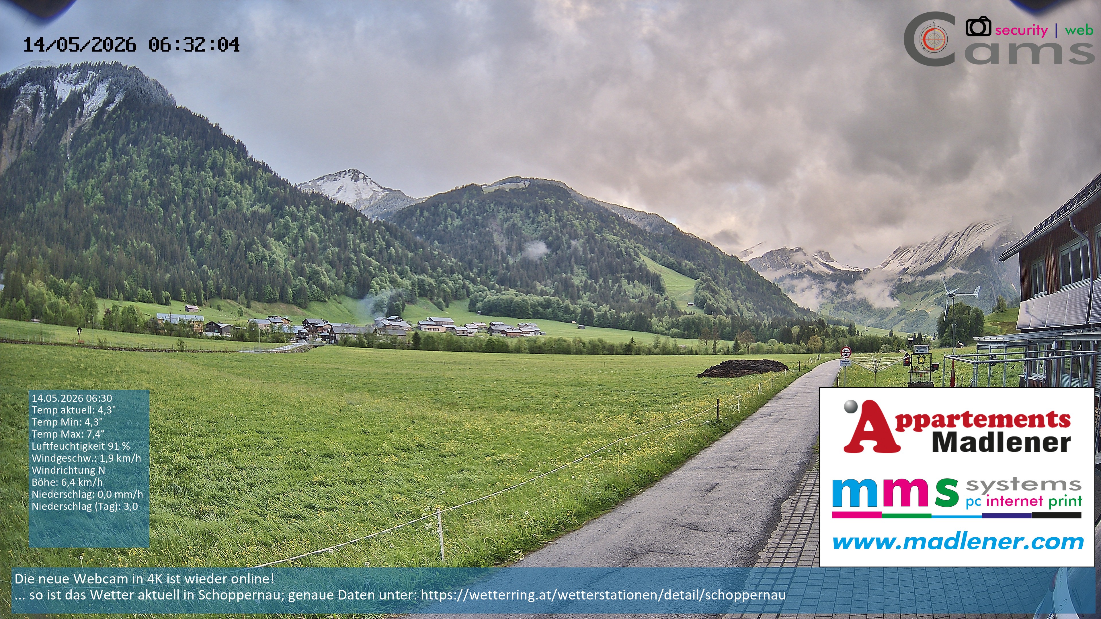 Archived image Webcam Schoppernau lower valley in the Bregenzerwald