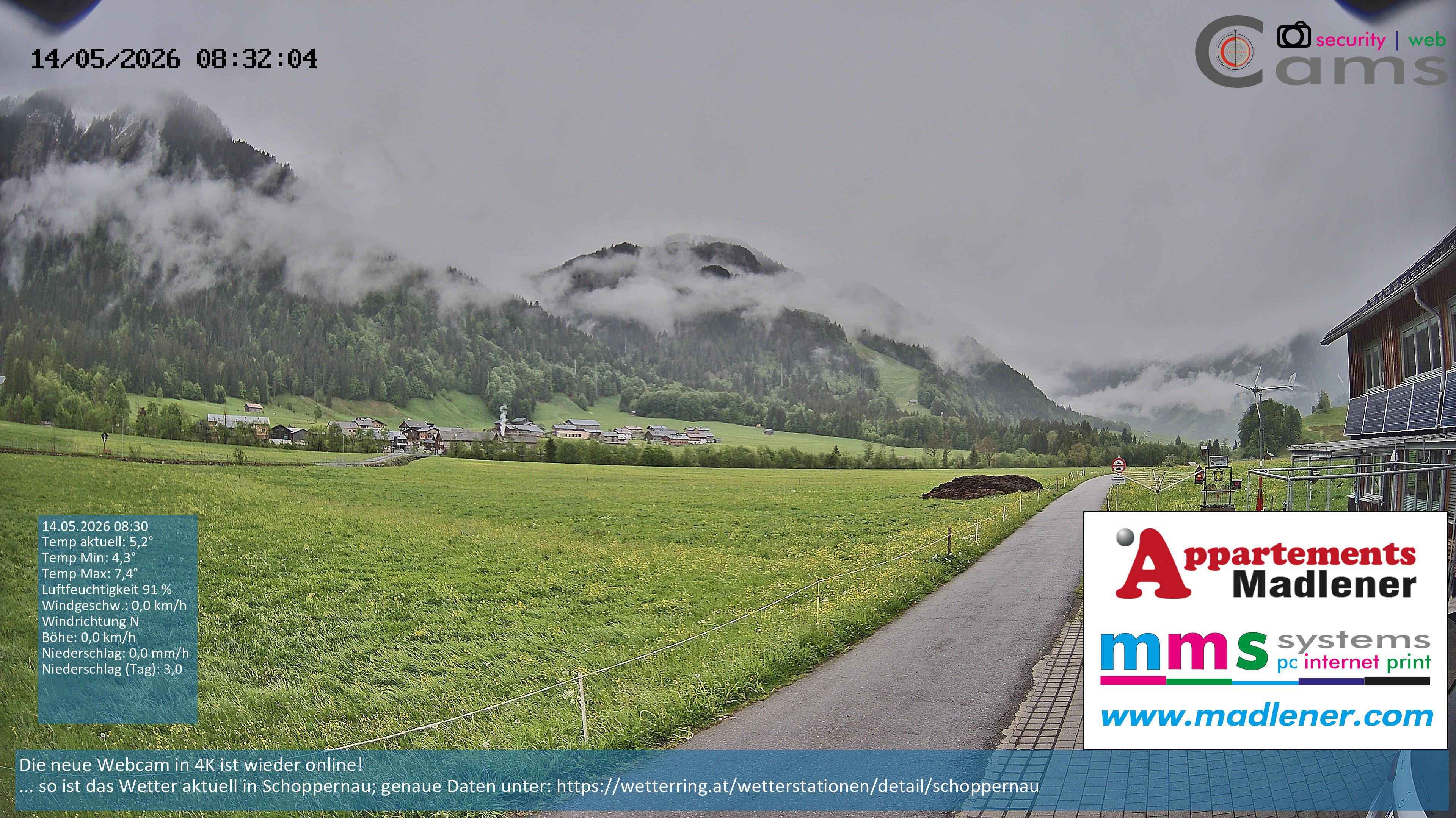 Archived image Webcam Schoppernau lower valley in the Bregenzerwald