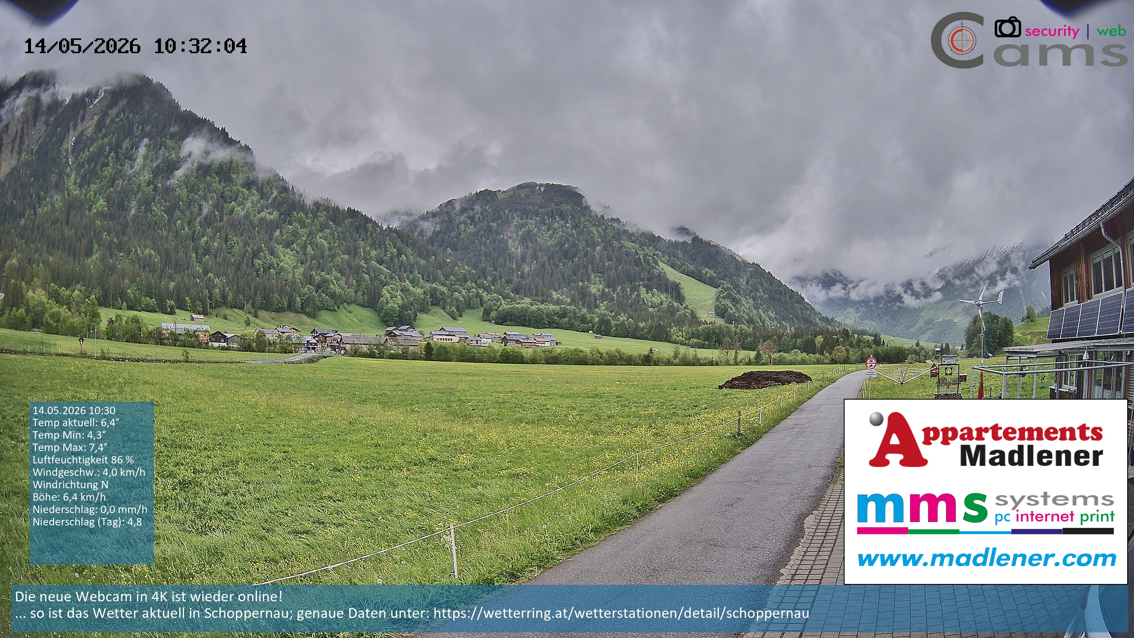 Archived image Webcam Schoppernau lower valley in the Bregenzerwald