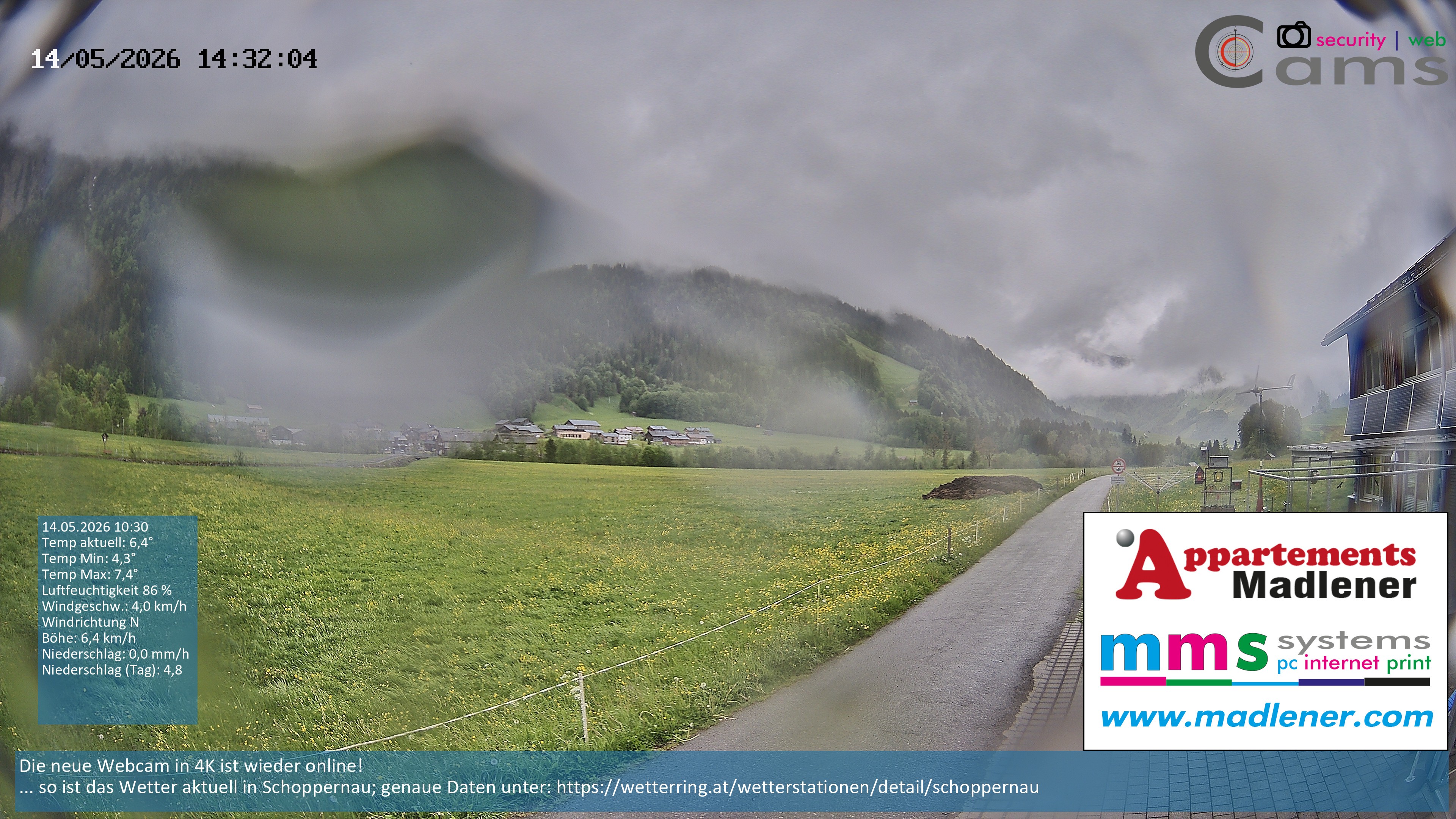 Archived image Webcam Schoppernau lower valley in the Bregenzerwald