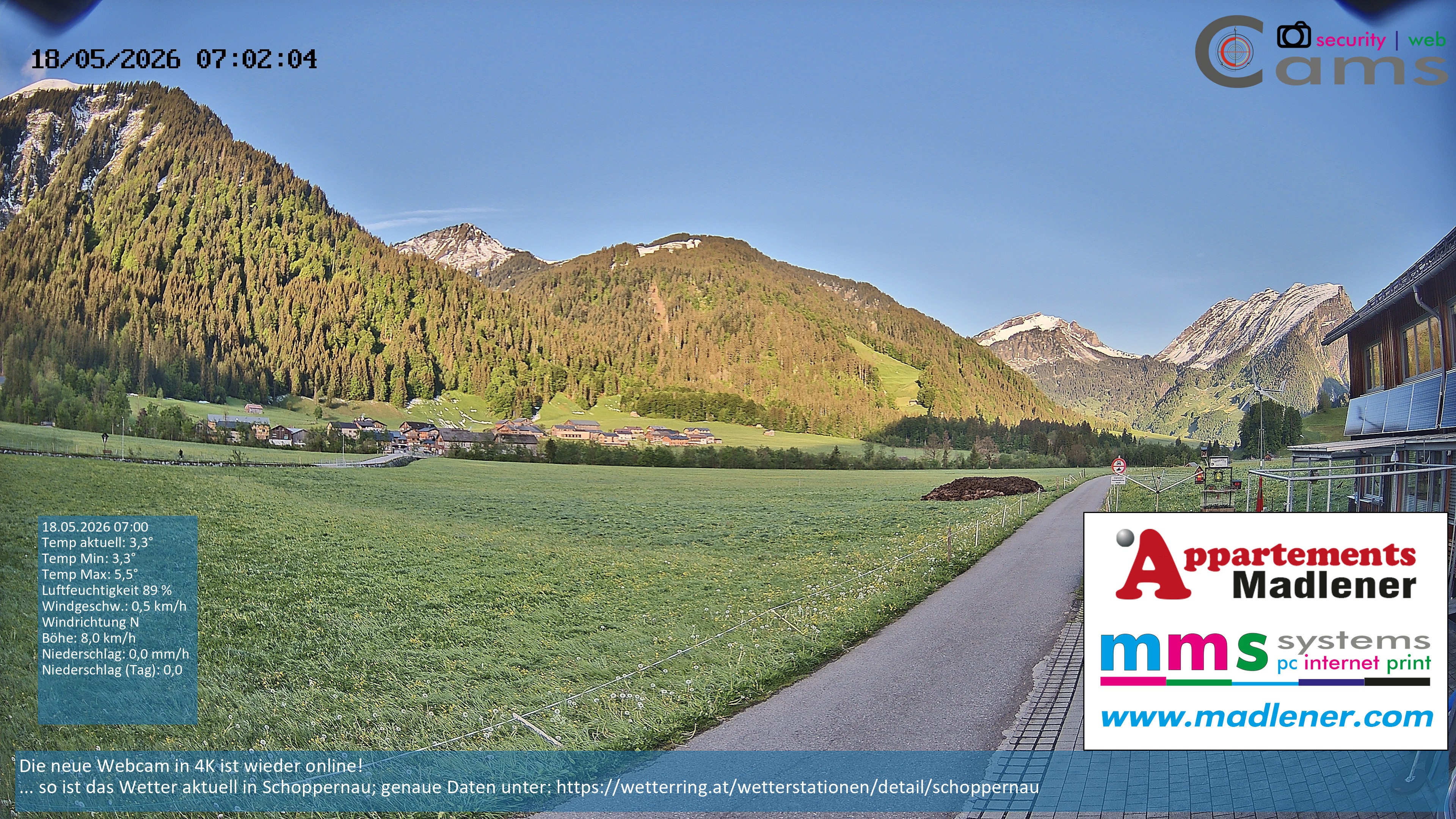 Archiv Foto Webcam Schoppernau Unterdorf im Bregenzerwald