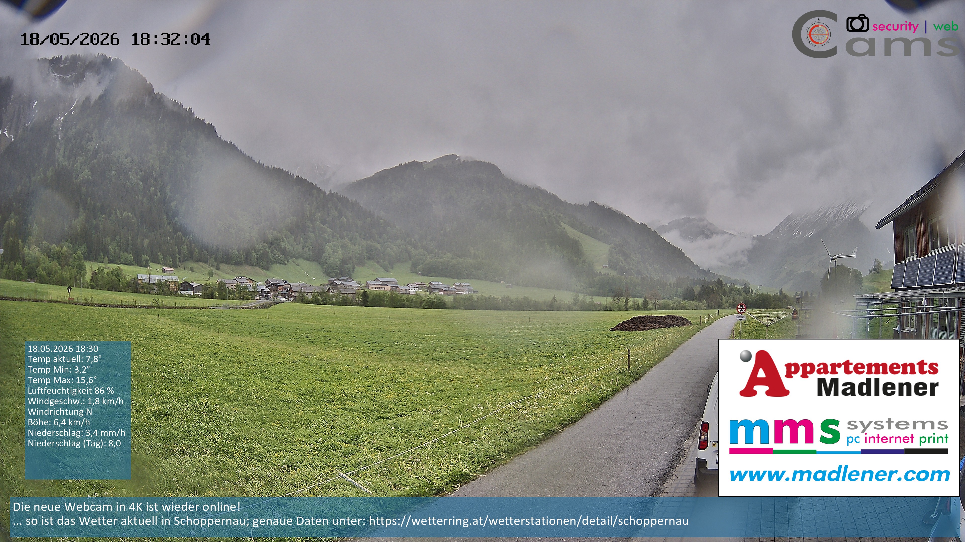 Archiv Foto Webcam Schoppernau Unterdorf im Bregenzerwald