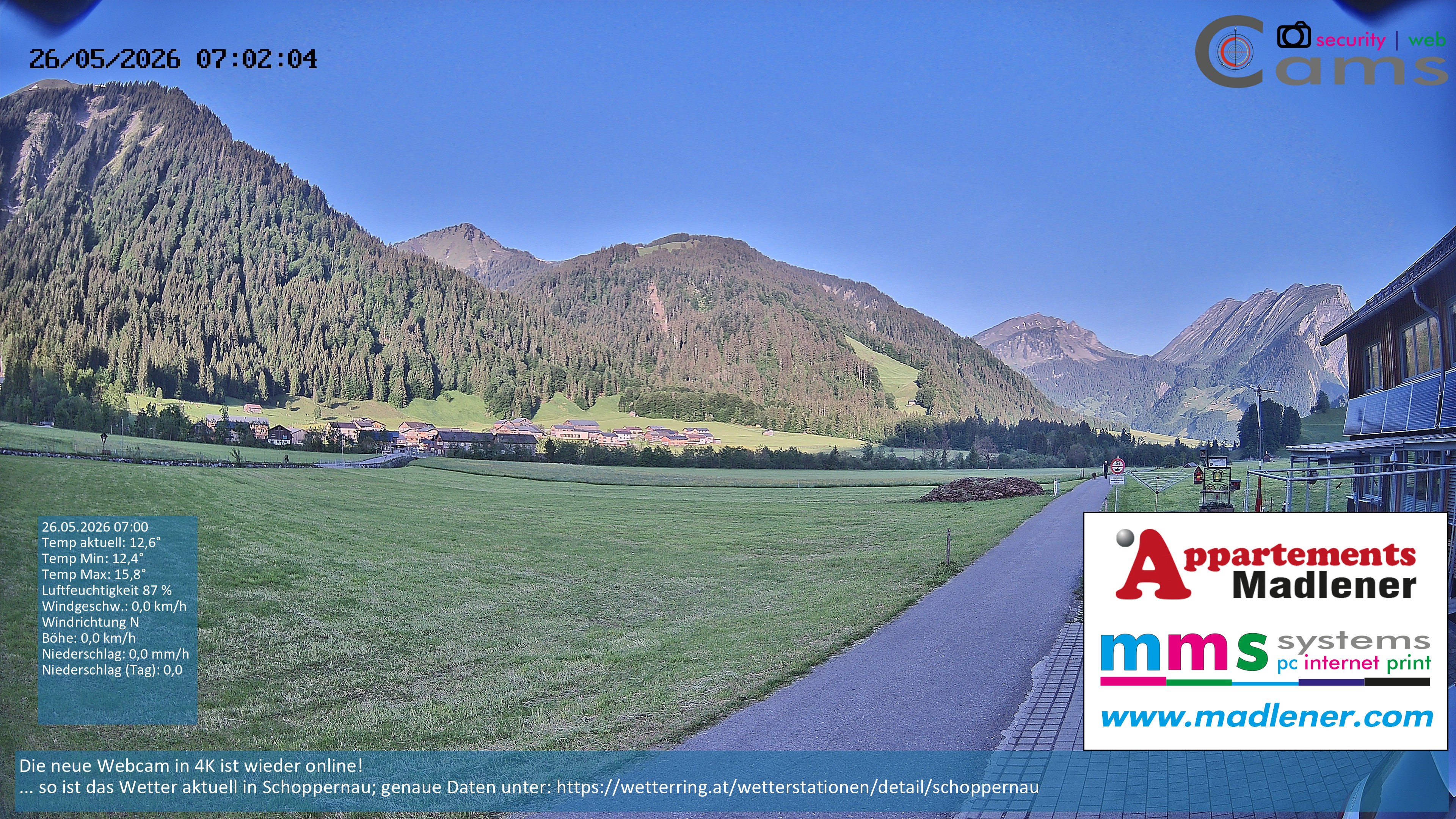 Archiv Foto Webcam Schoppernau Unterdorf im Bregenzerwald