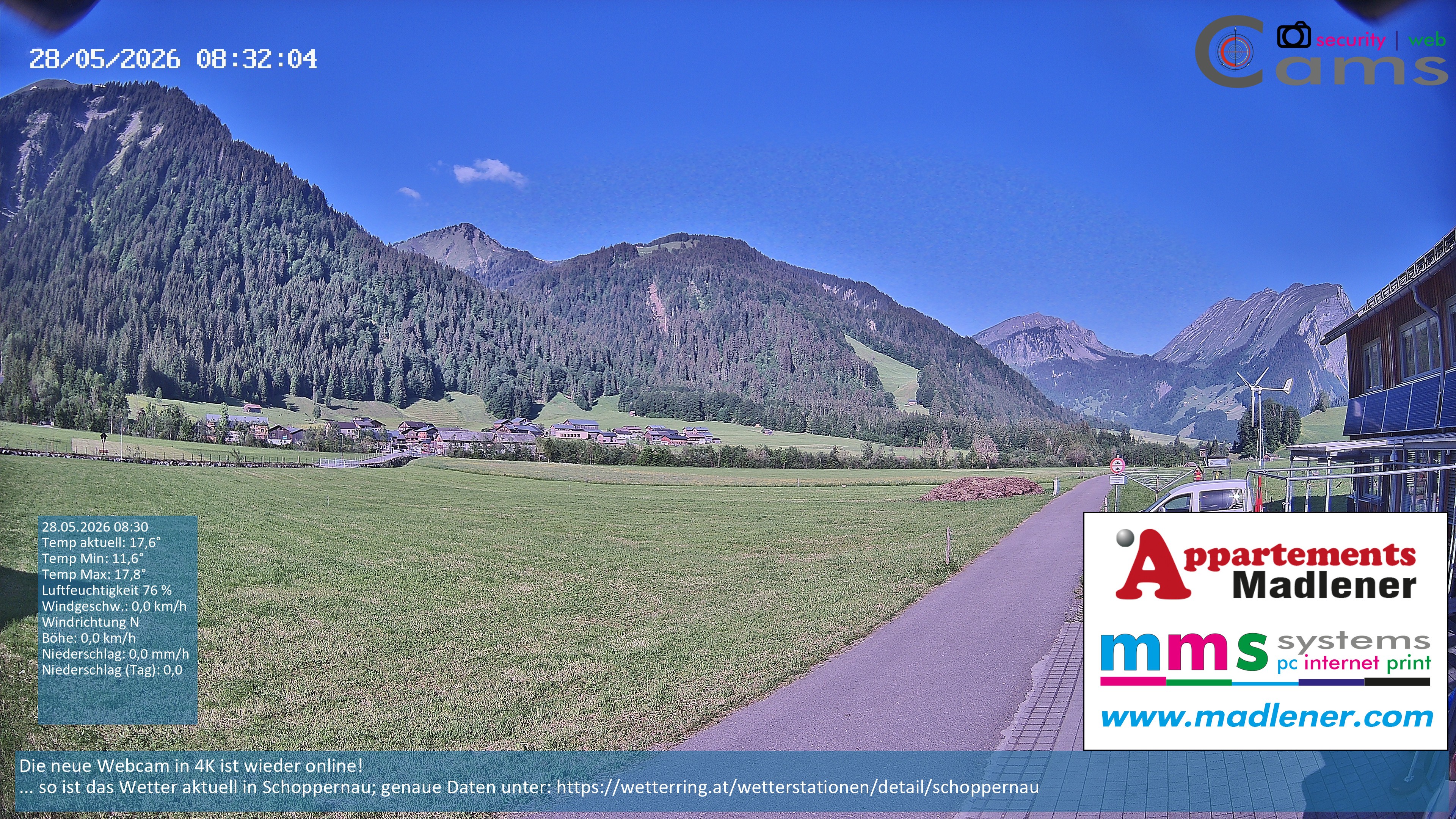 Archived image Webcam Schoppernau lower valley in the Bregenzerwald