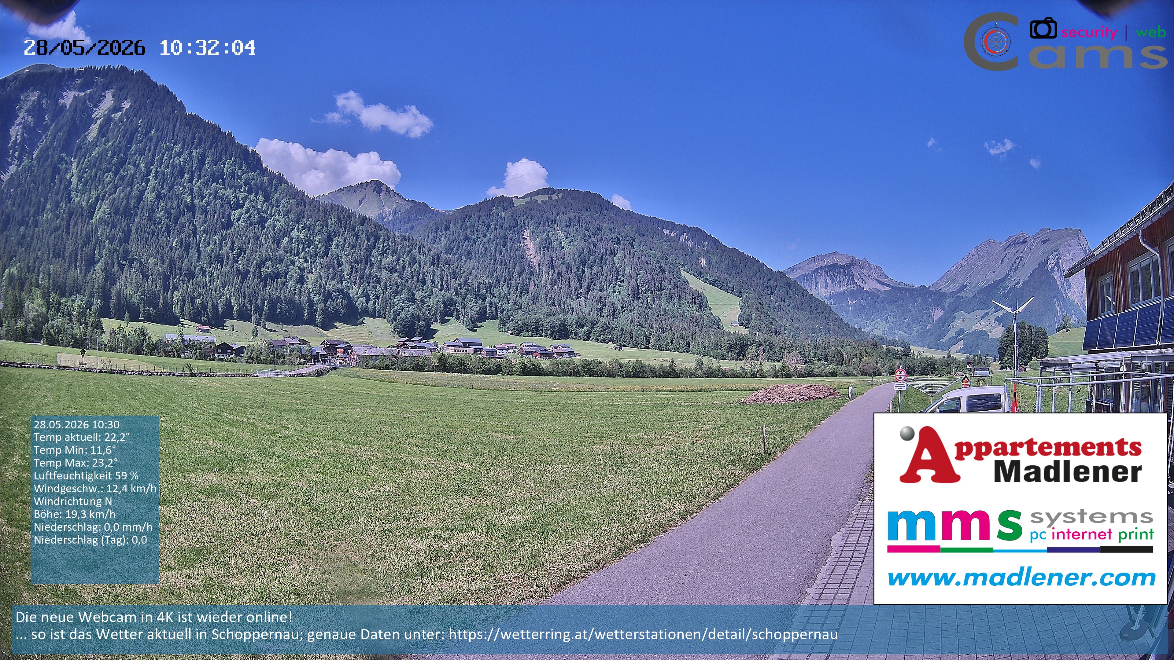 Archived image Webcam Schoppernau lower valley in the Bregenzerwald