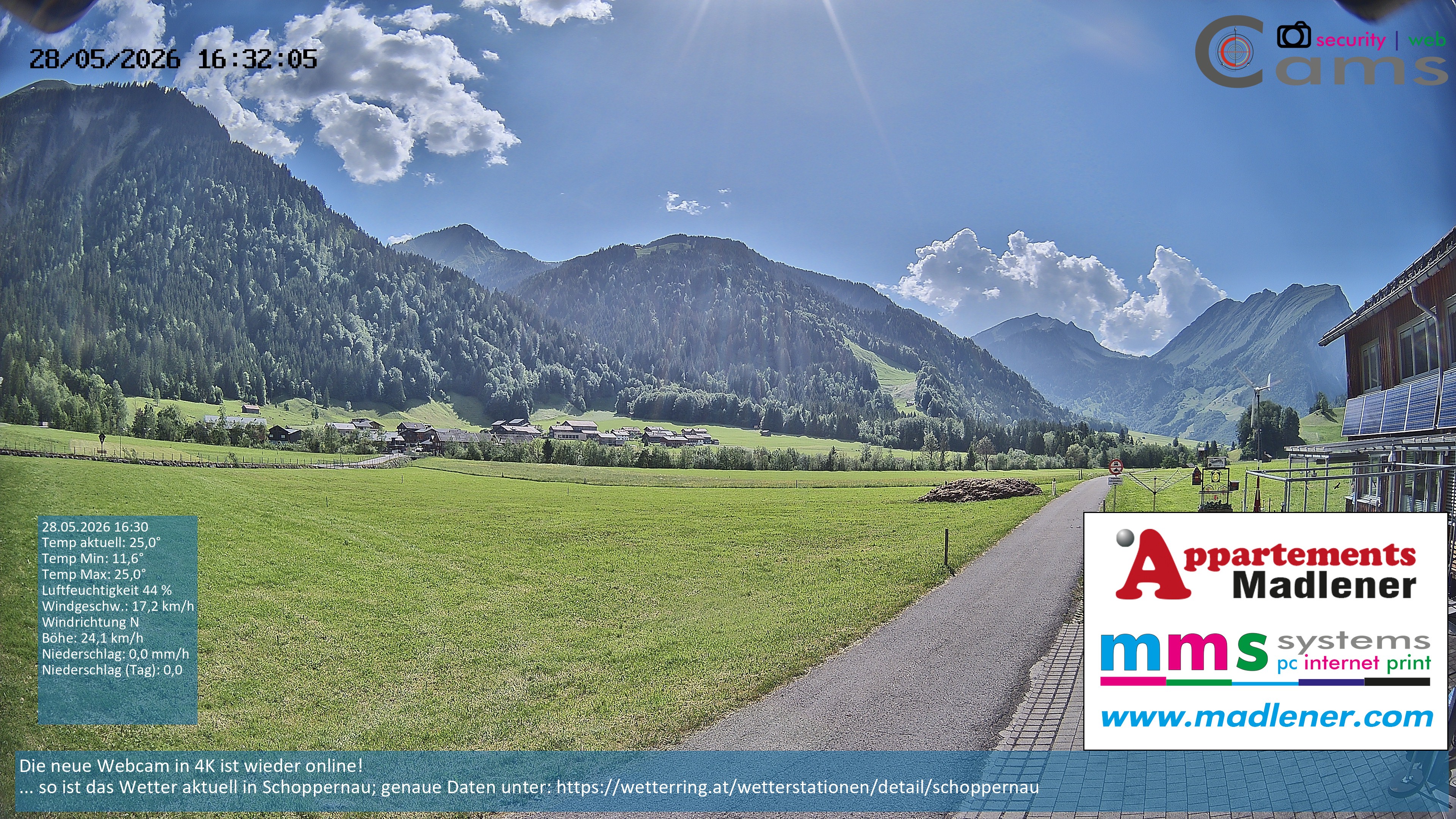 Archived image Webcam Schoppernau lower valley in the Bregenzerwald