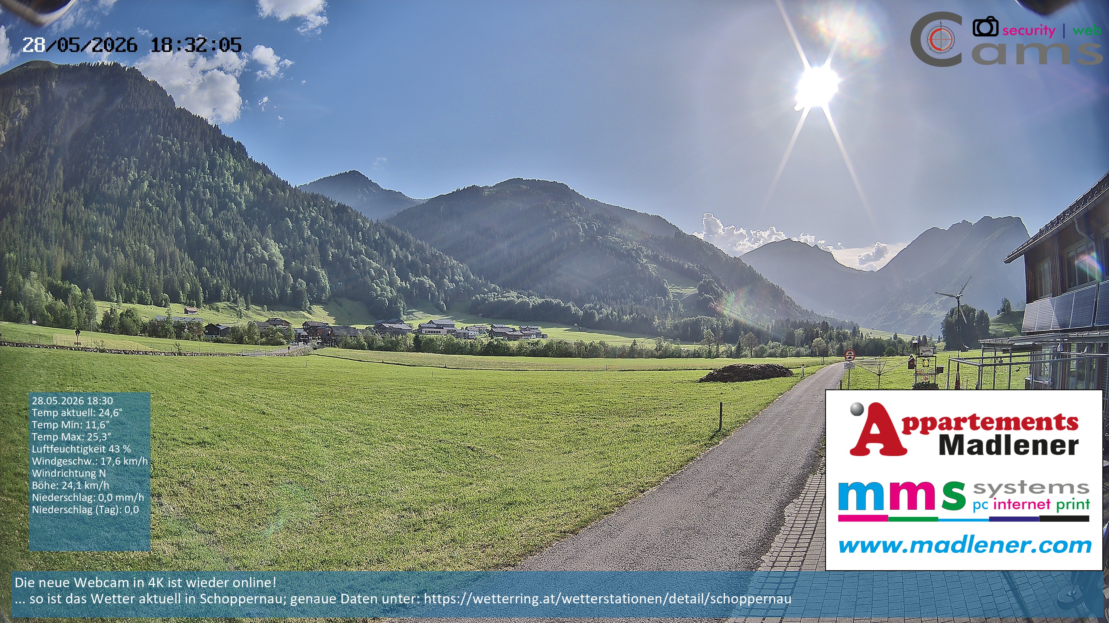 Archived image Webcam Schoppernau lower valley in the Bregenzerwald
