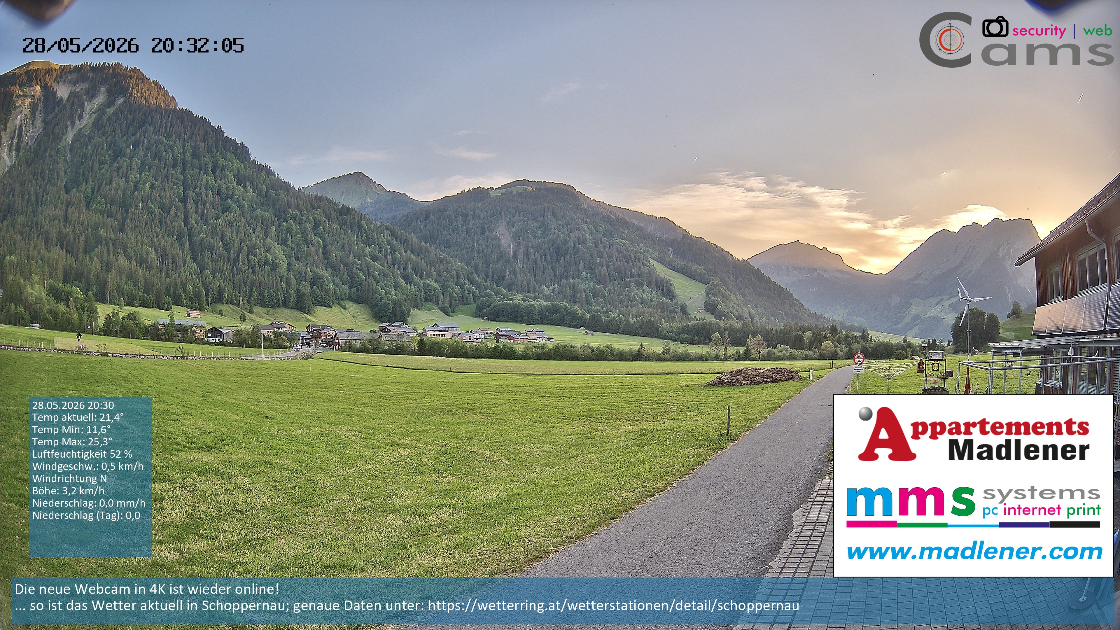 Archived image Webcam Schoppernau lower valley in the Bregenzerwald