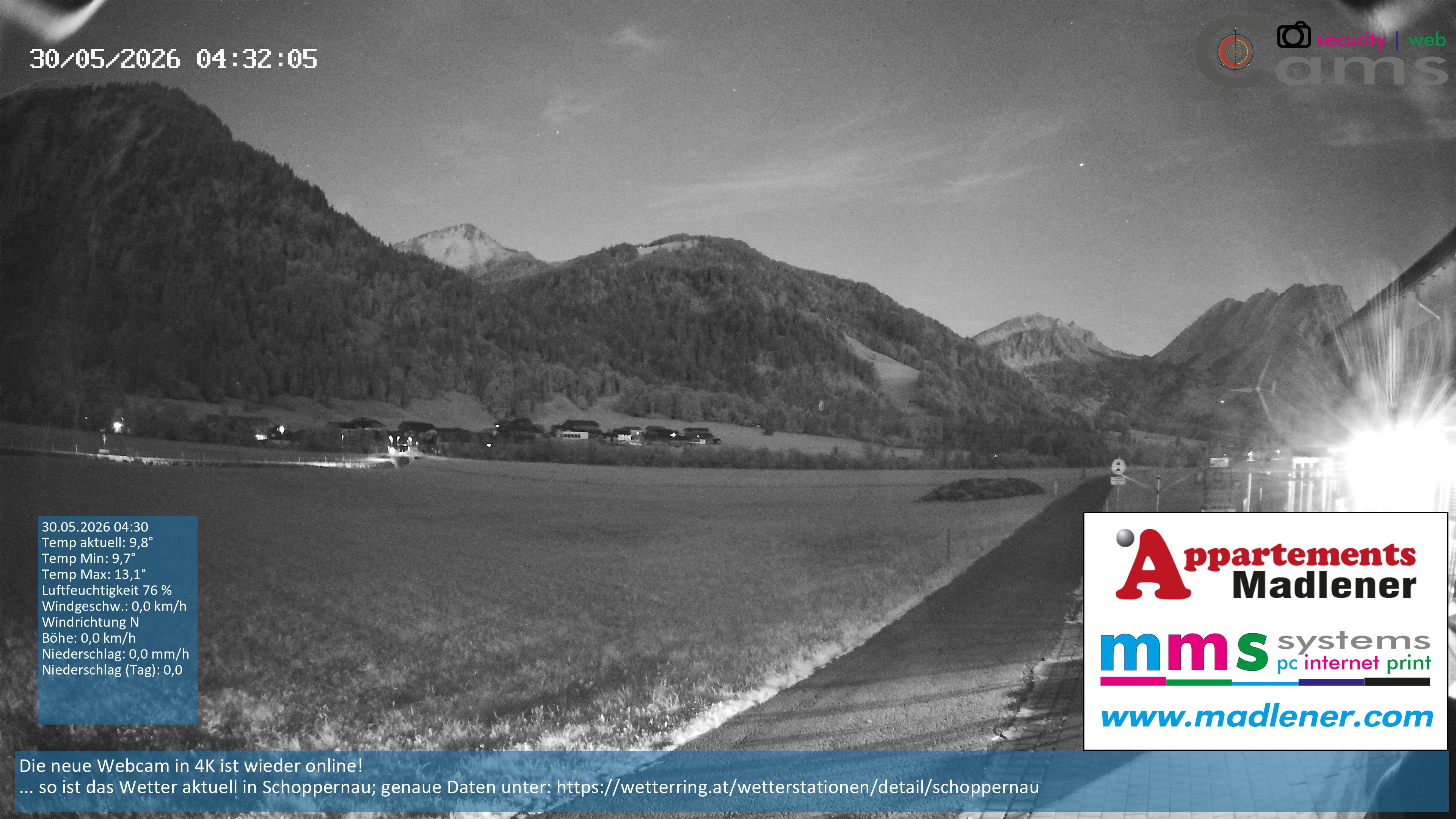 Archived image Webcam Schoppernau lower valley in the Bregenzerwald