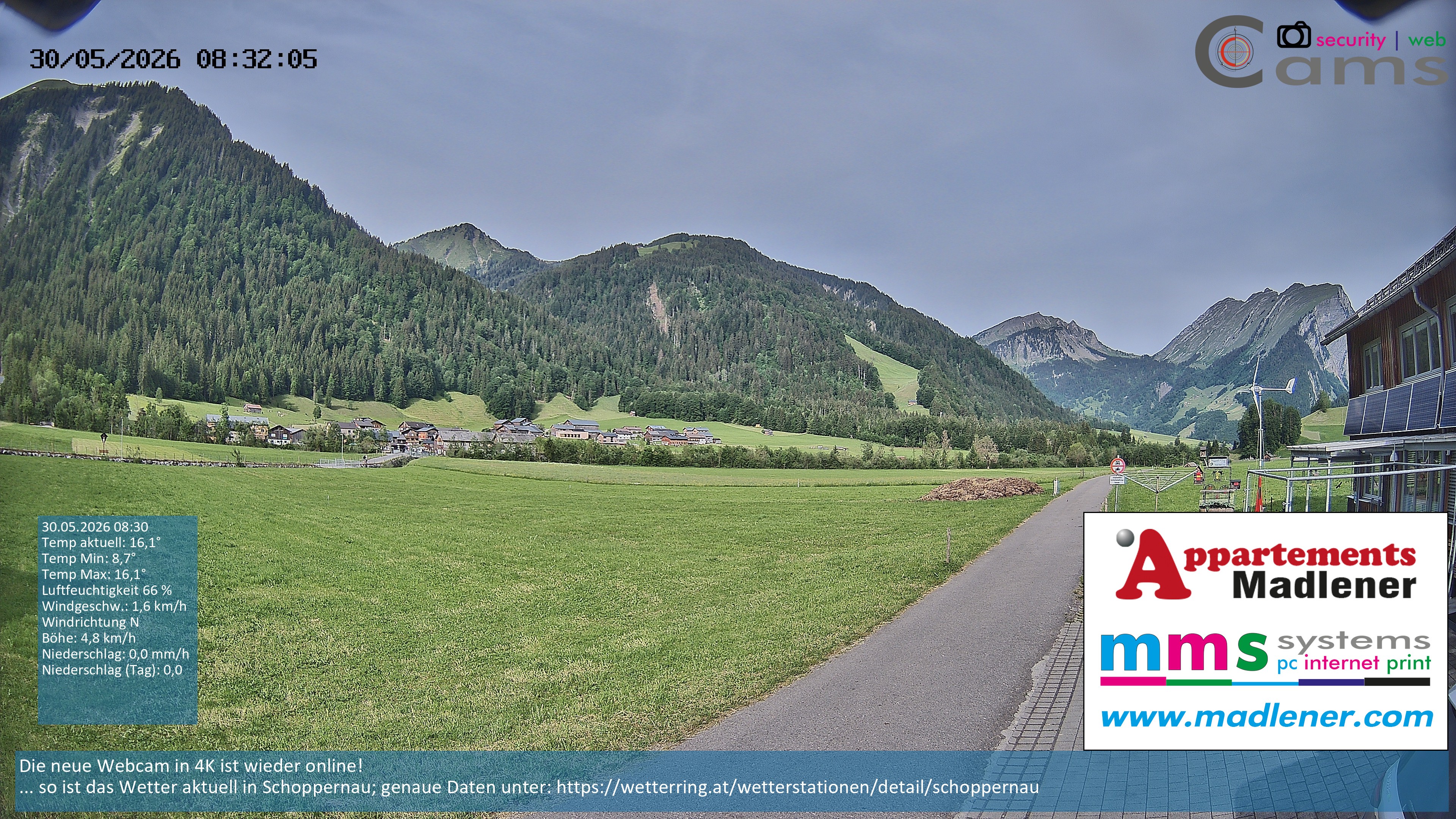 Archived image Webcam Schoppernau lower valley in the Bregenzerwald