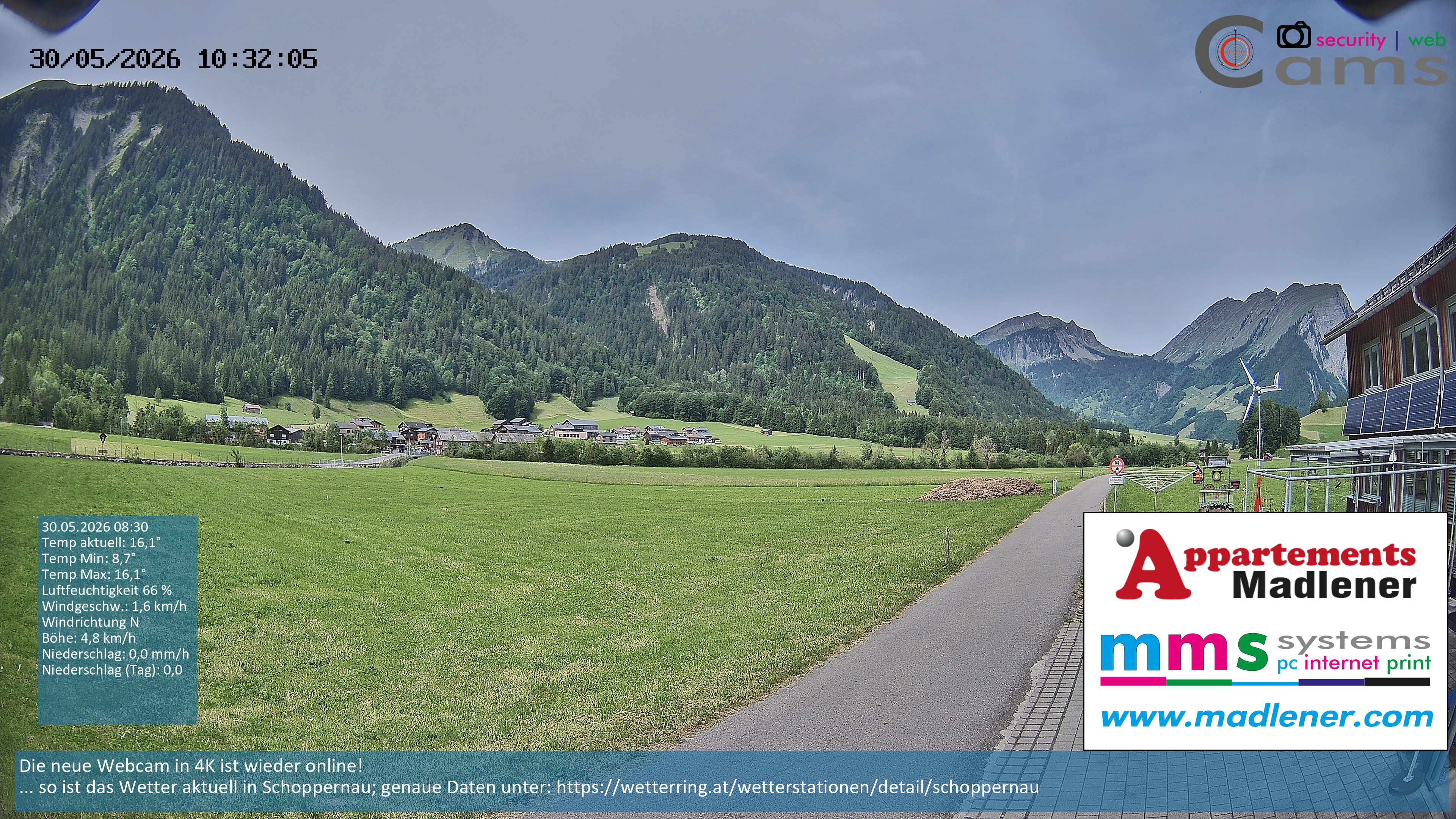Archived image Webcam Schoppernau lower valley in the Bregenzerwald