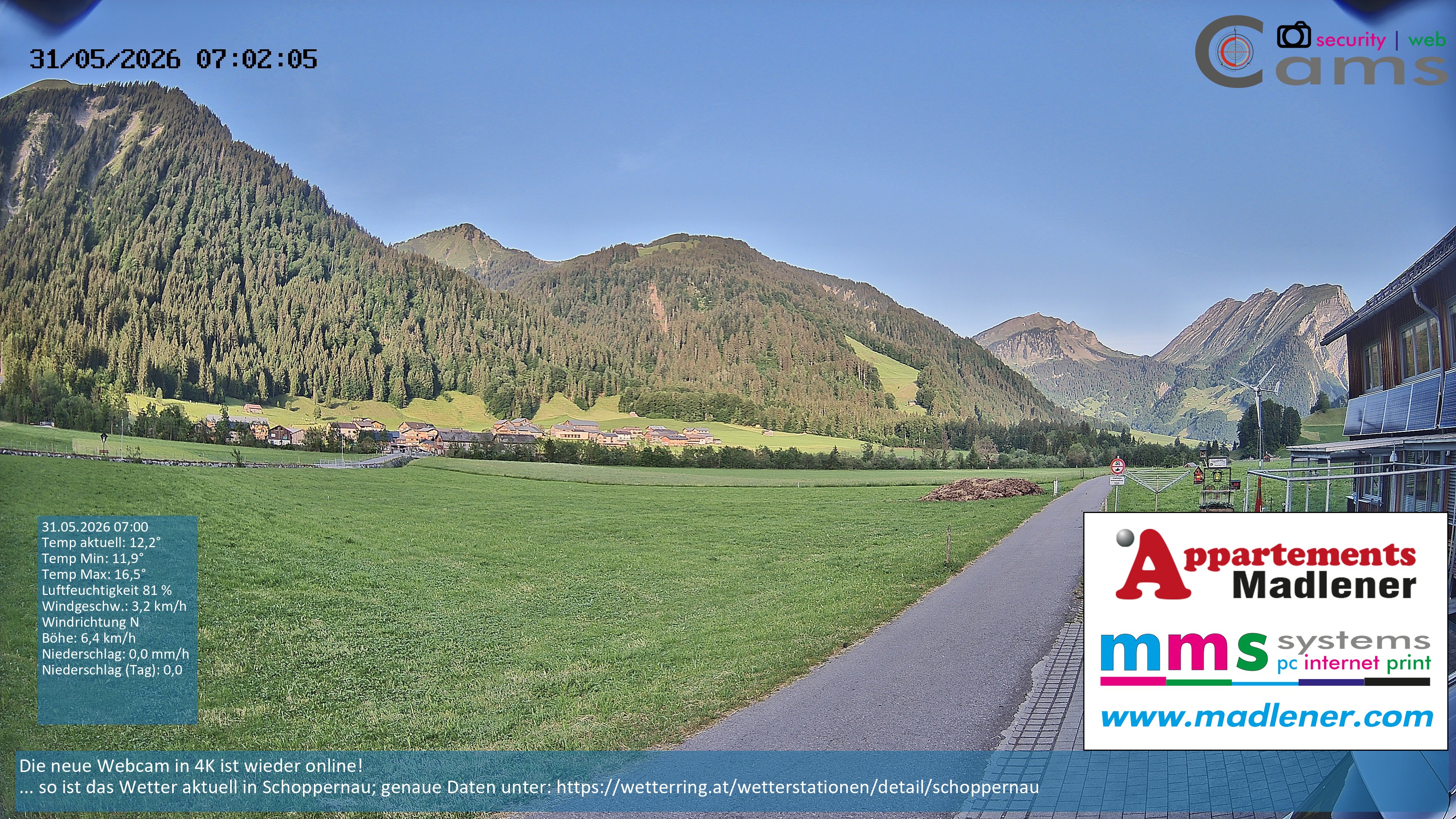 Archiv Foto Webcam Schoppernau Unterdorf im Bregenzerwald