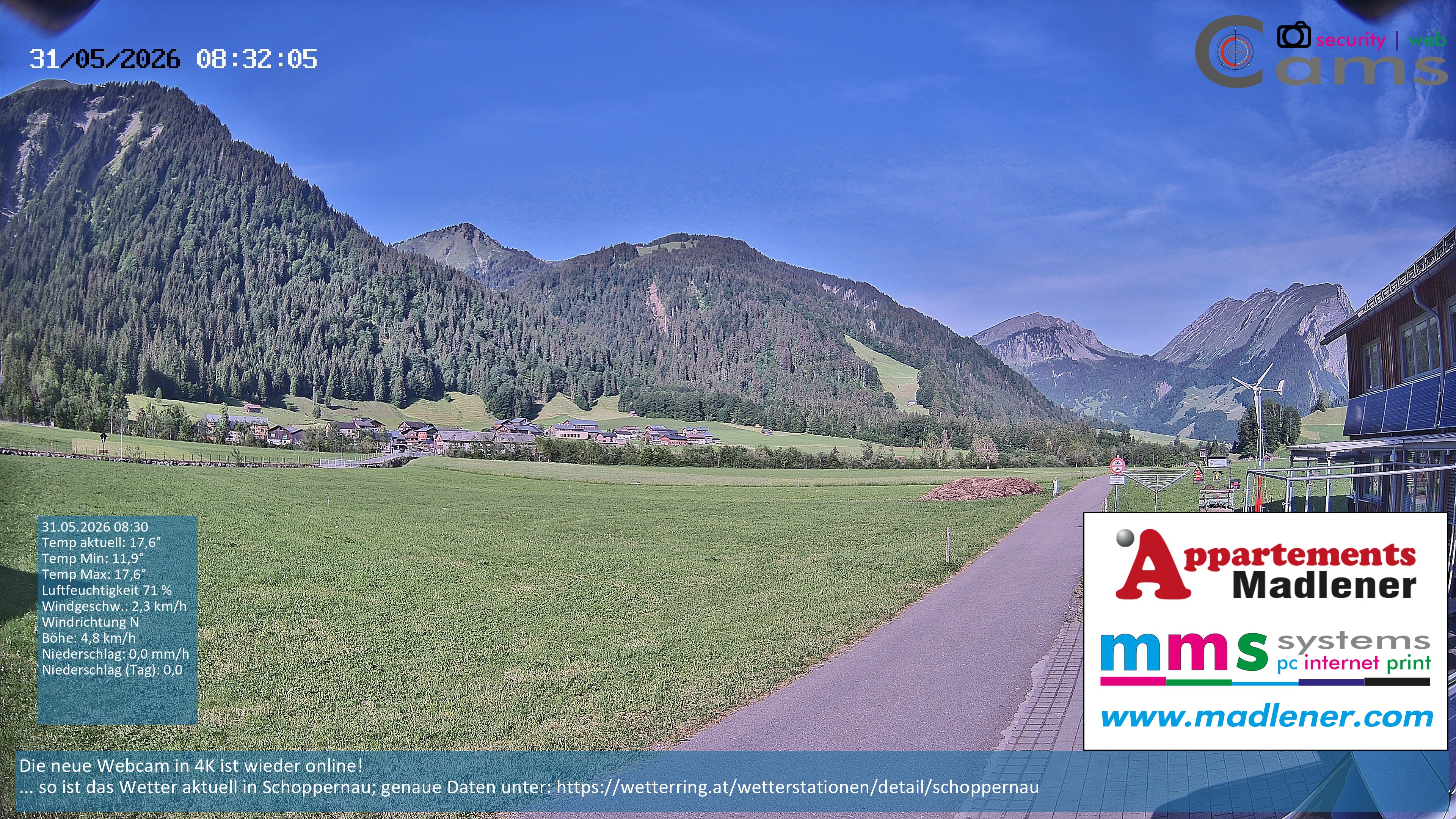 Archiv Foto Webcam Schoppernau Unterdorf im Bregenzerwald