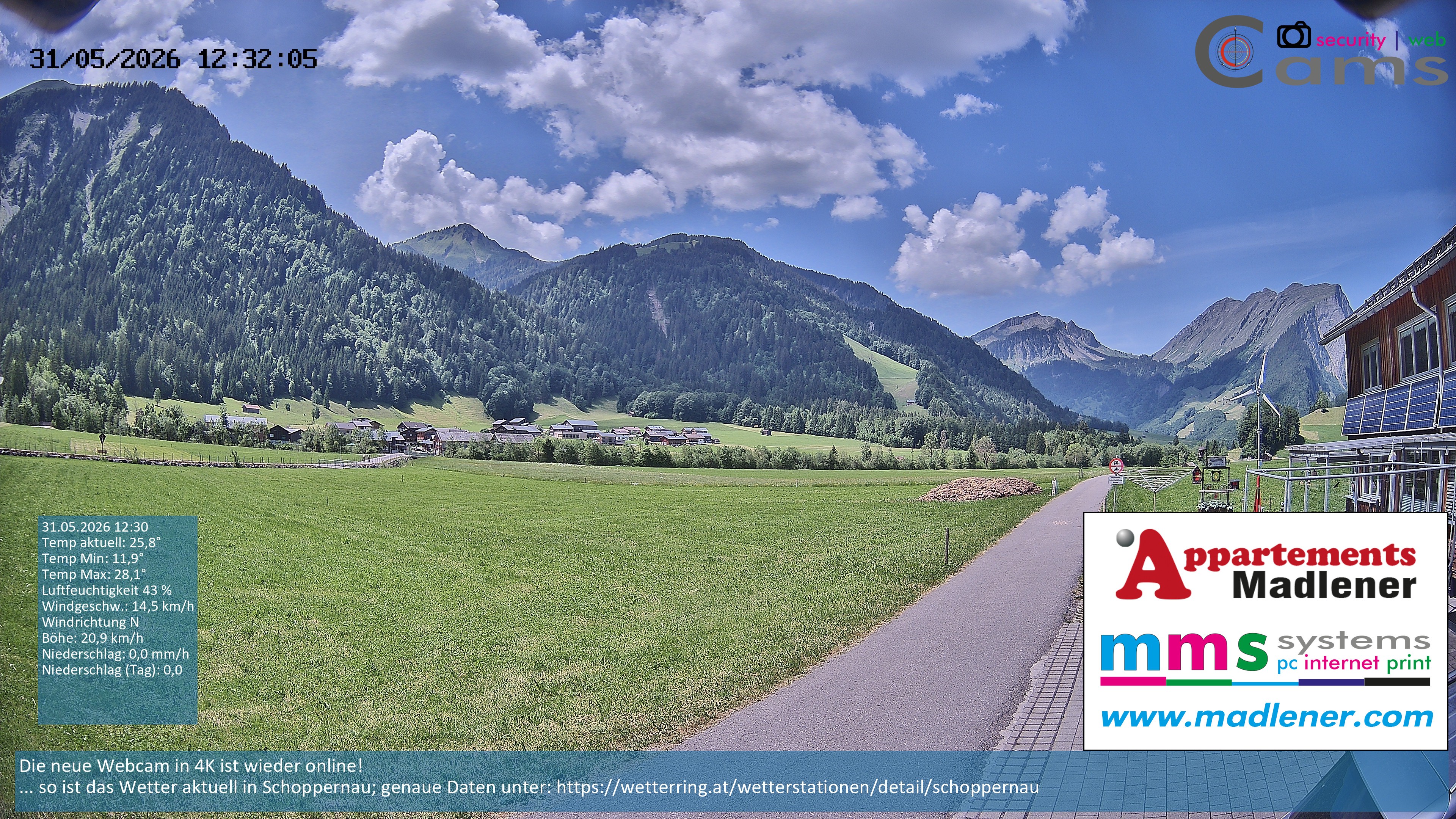 Archiv Foto Webcam Schoppernau Unterdorf im Bregenzerwald