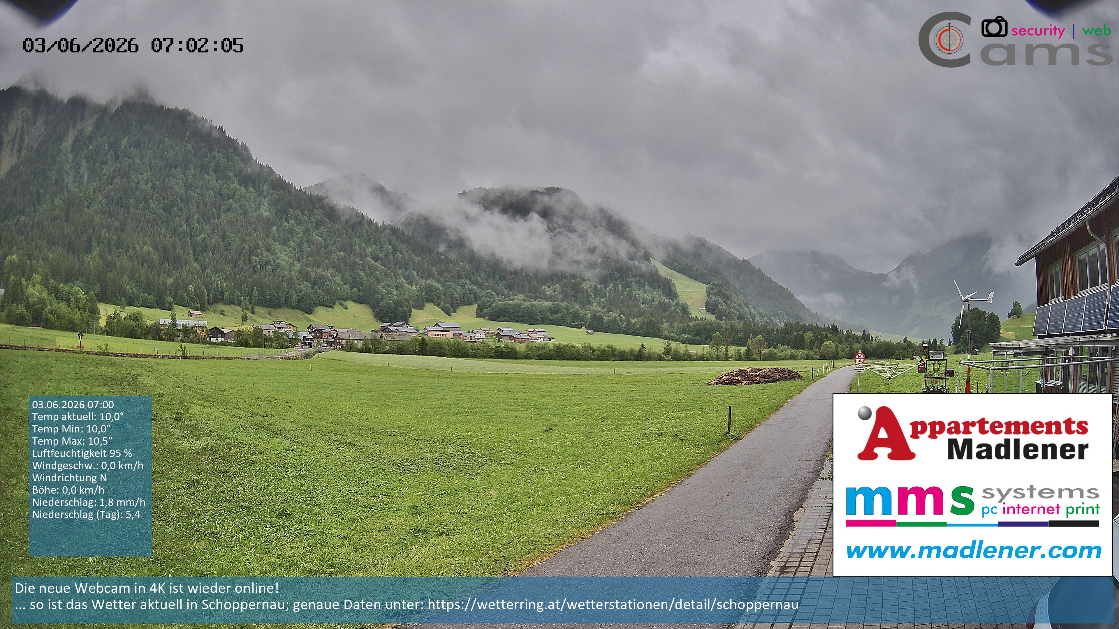 Archiv Foto Webcam Schoppernau Unterdorf im Bregenzerwald