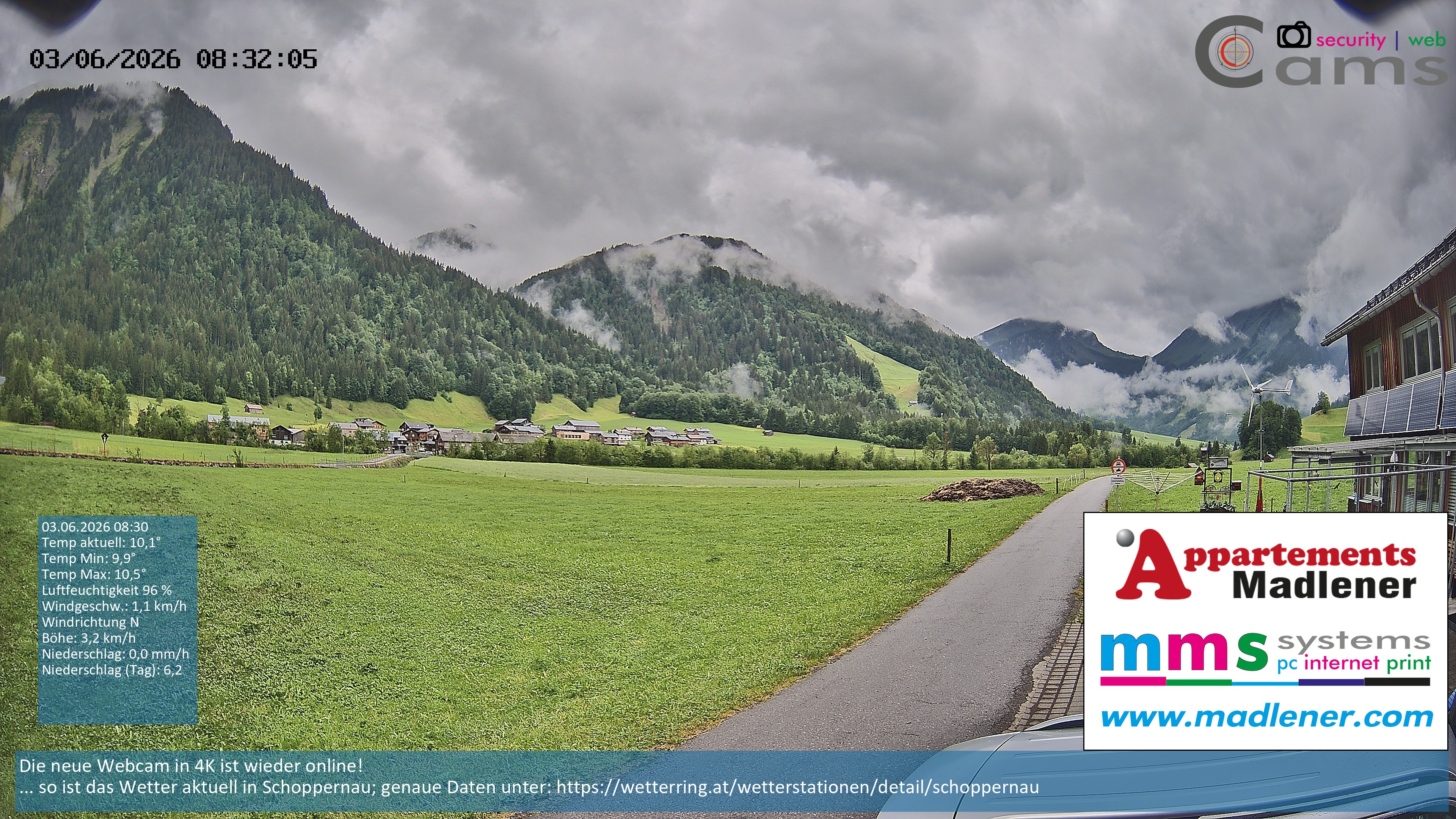Archiv Foto Webcam Schoppernau Unterdorf im Bregenzerwald