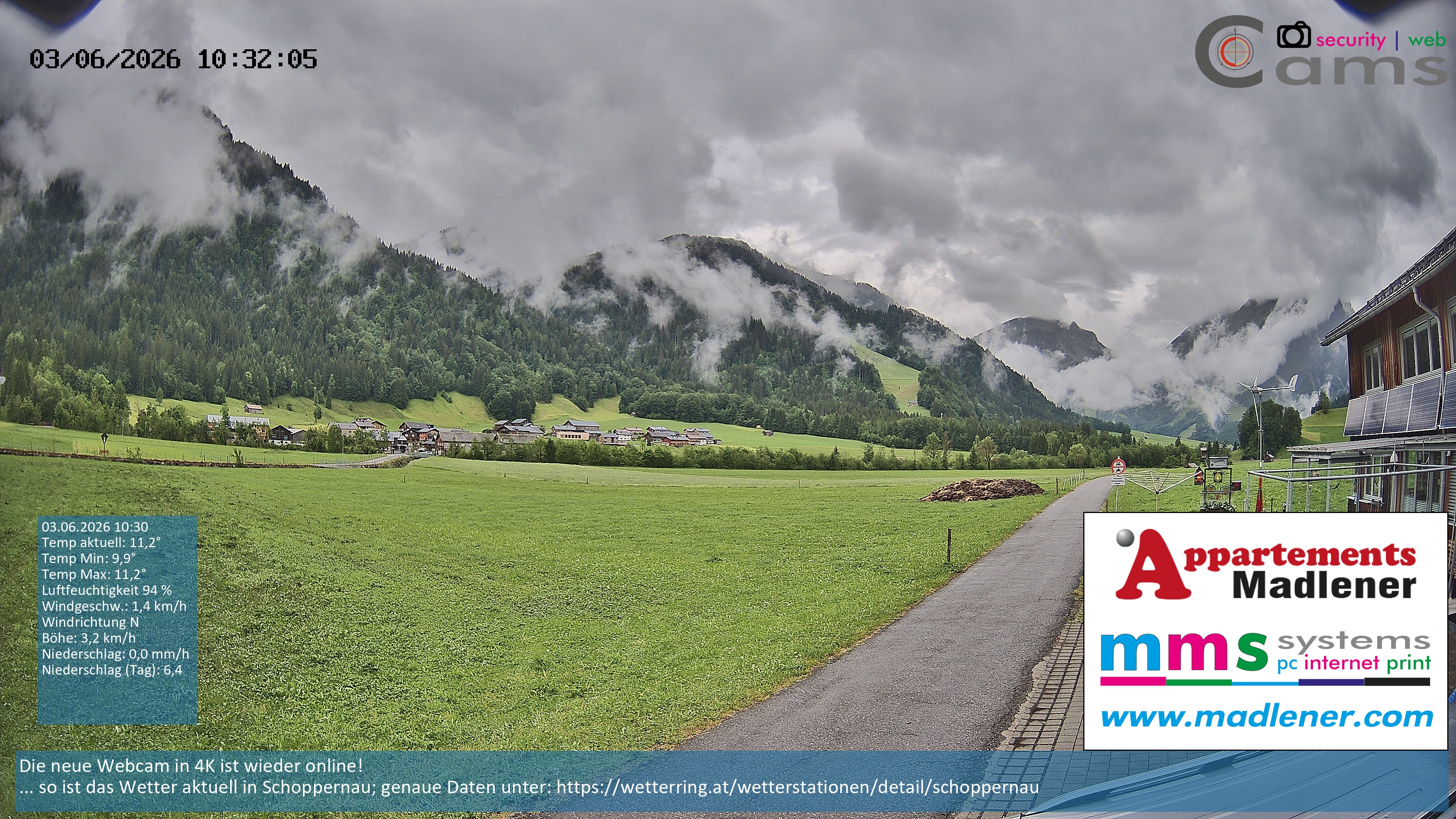 Archiv Foto Webcam Schoppernau Unterdorf im Bregenzerwald