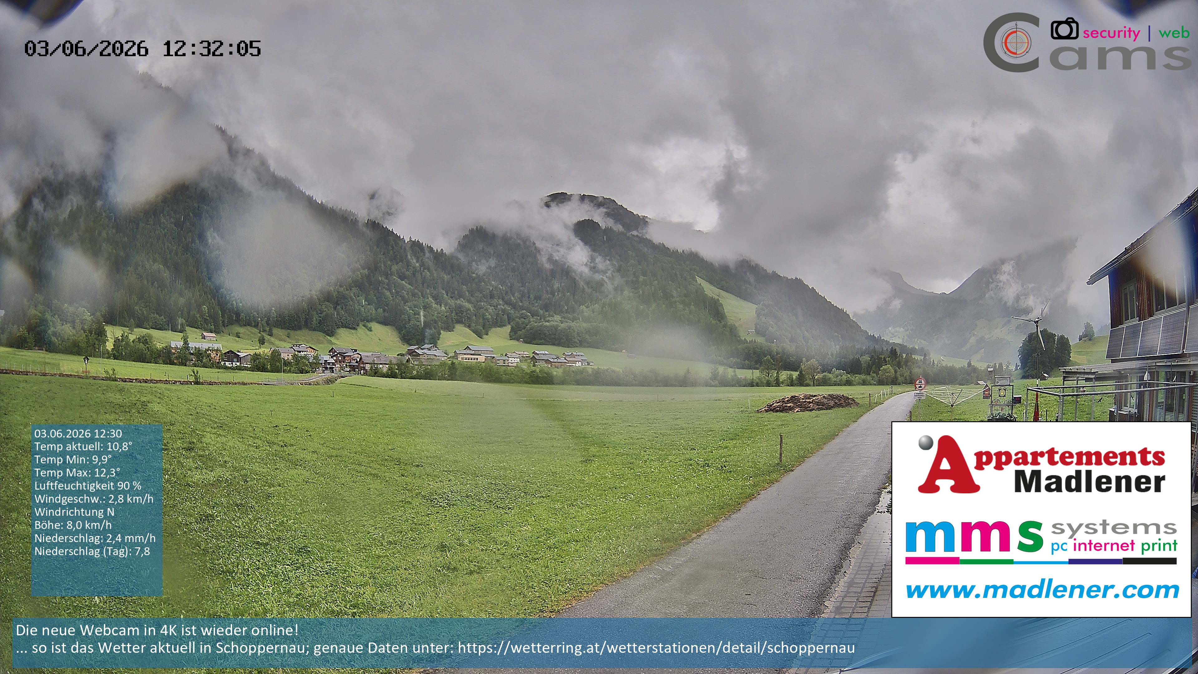 Archiv Foto Webcam Schoppernau Unterdorf im Bregenzerwald