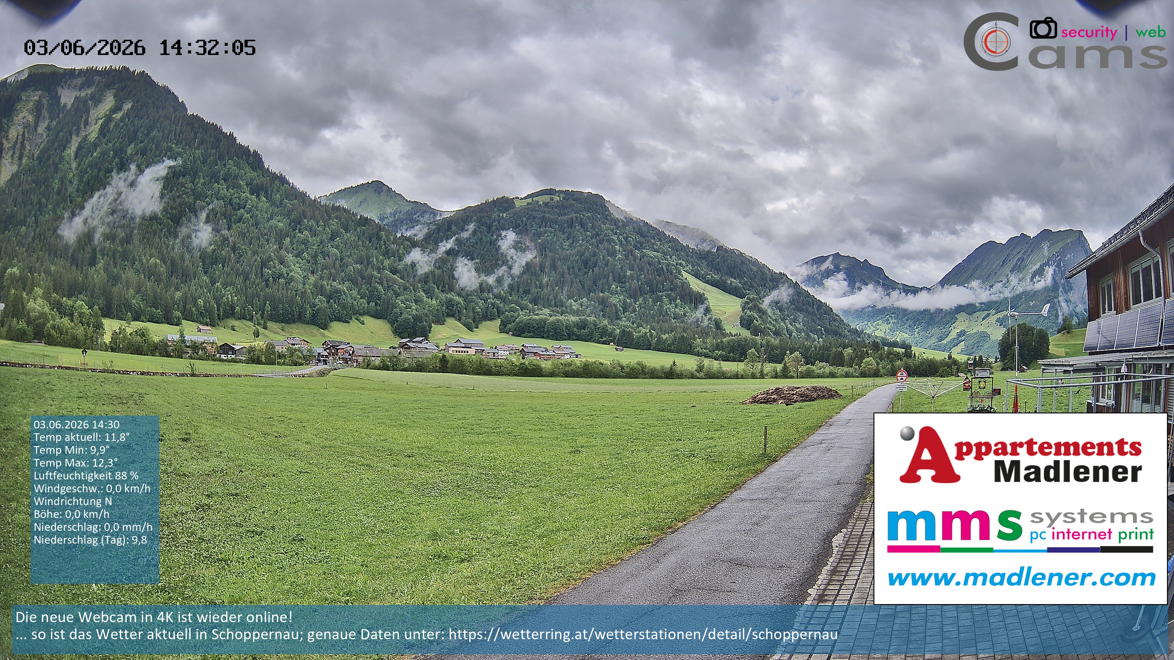 Archiv Foto Webcam Schoppernau Unterdorf im Bregenzerwald