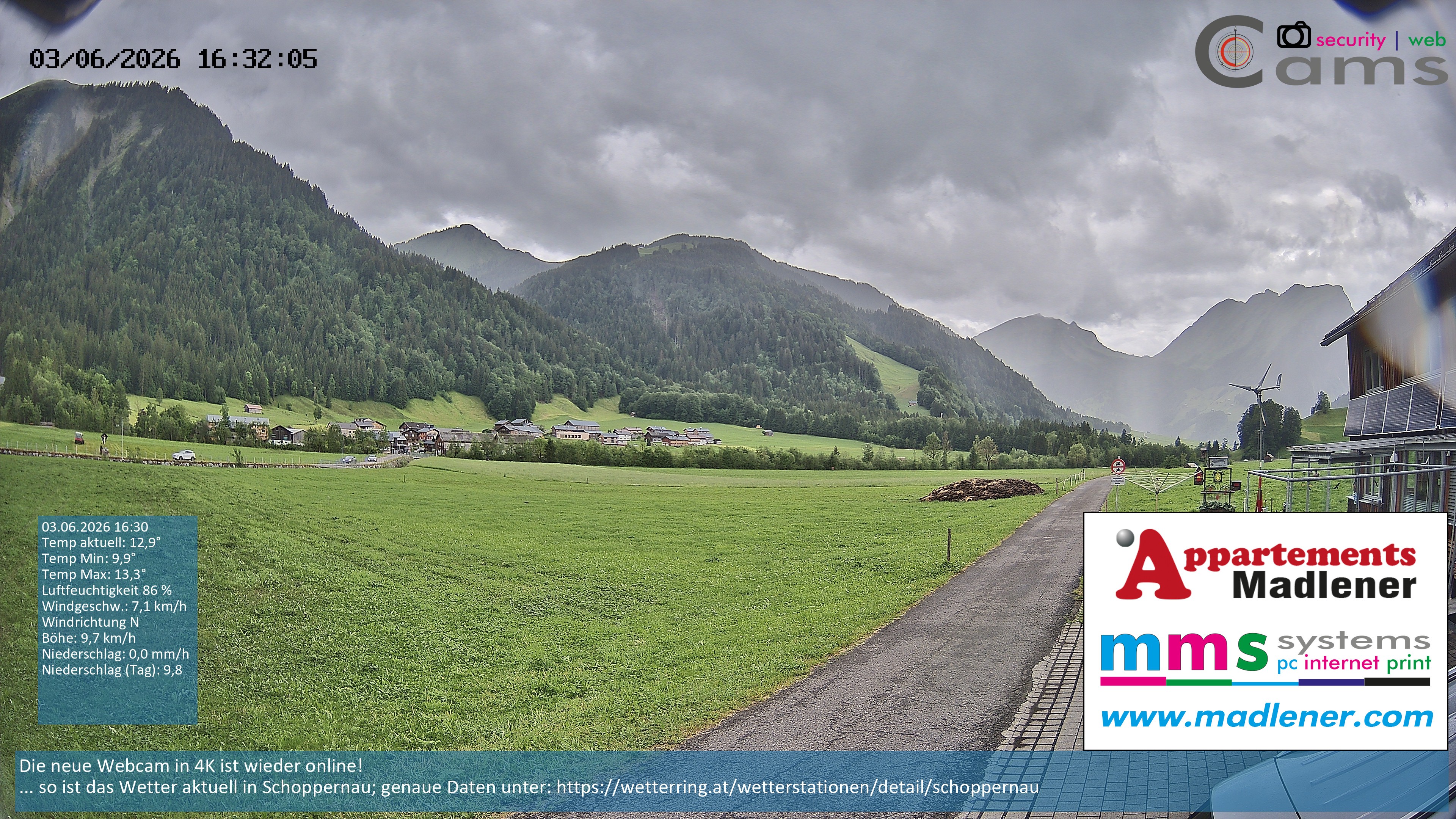 Archiv Foto Webcam Schoppernau Unterdorf im Bregenzerwald