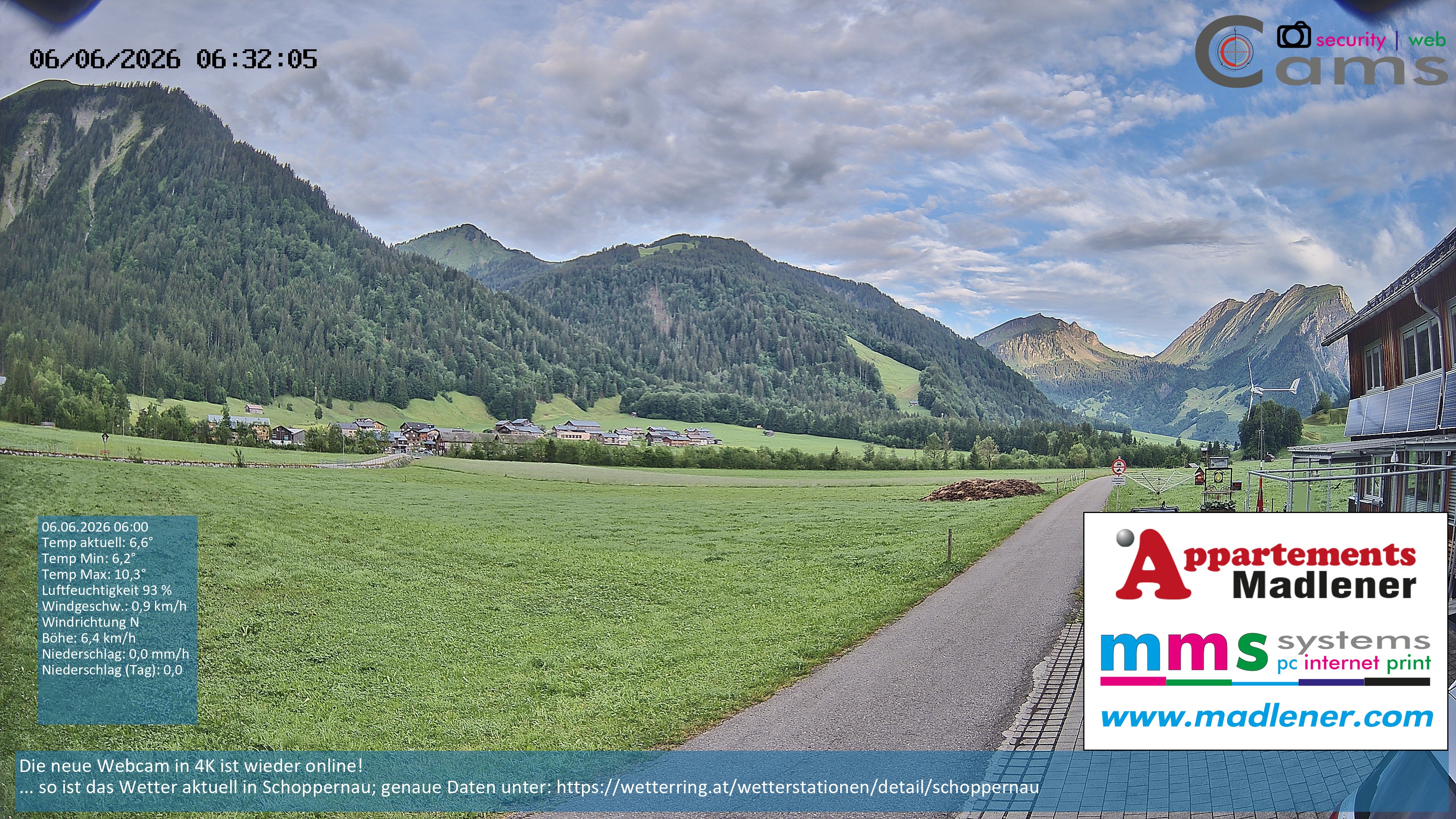Archiv Foto Webcam Schoppernau Unterdorf im Bregenzerwald